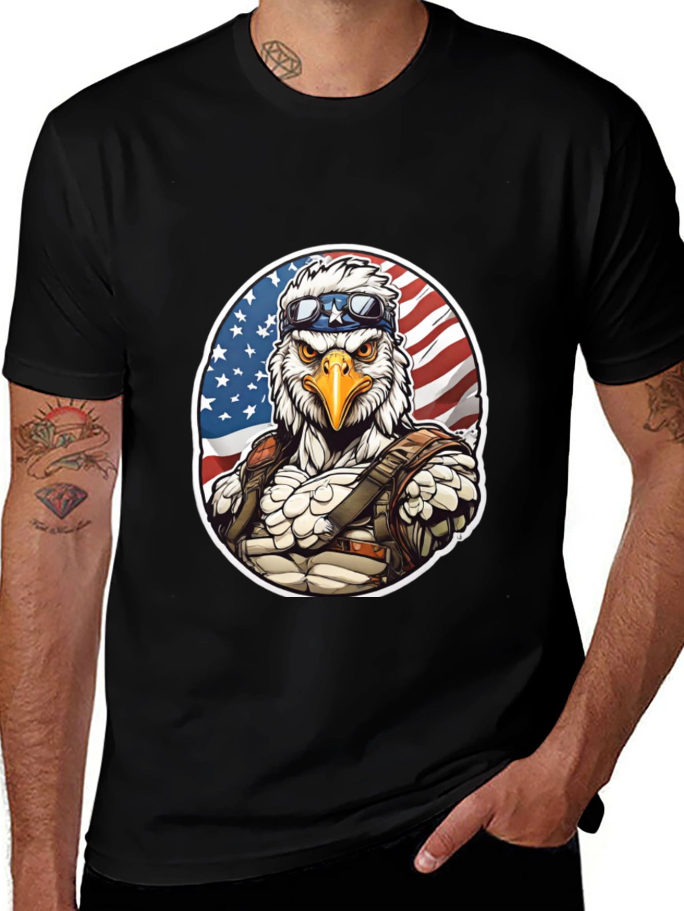 Patriotic Eagle Graphic T-Shirt
