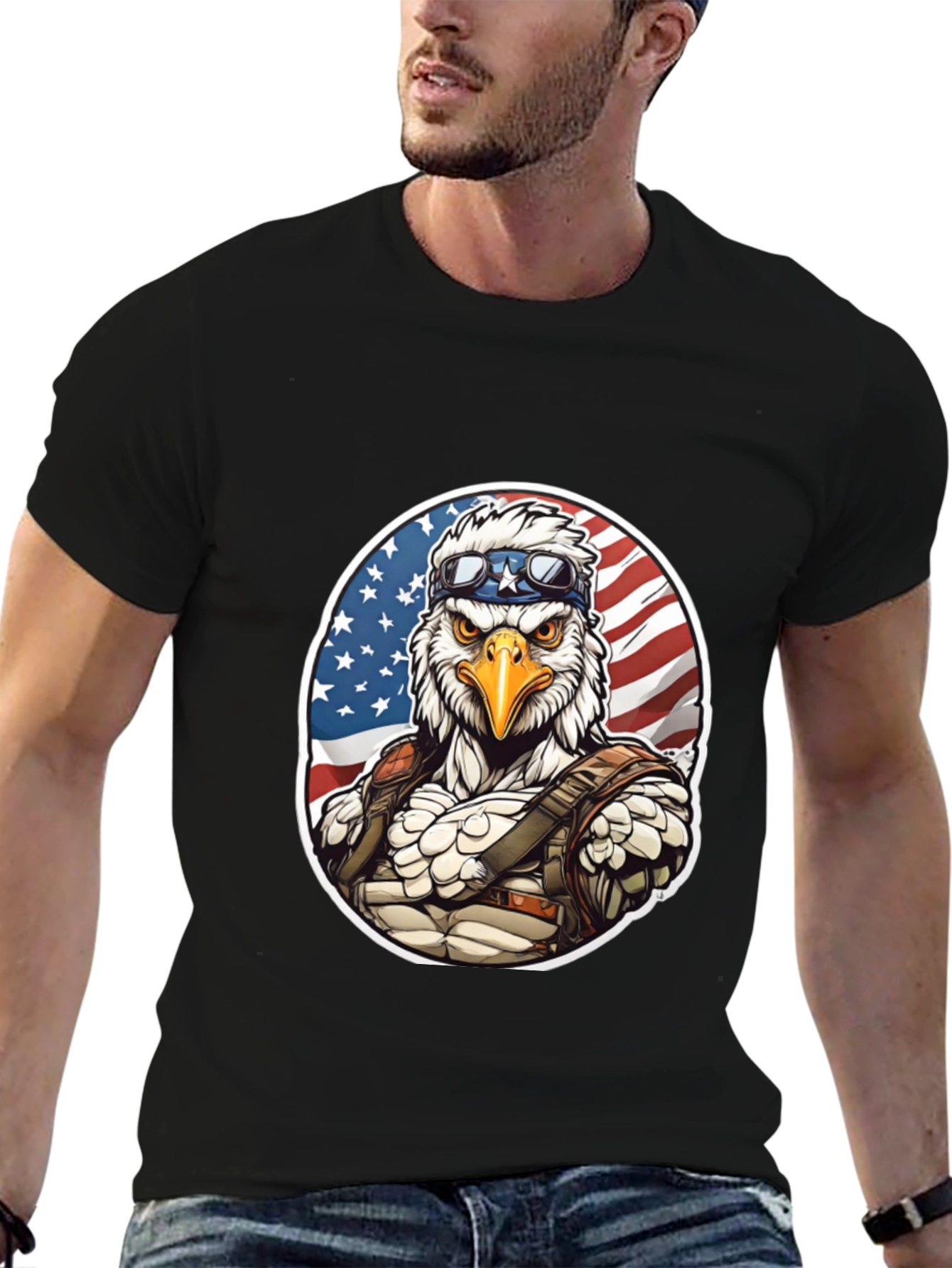 Patriotic Eagle Graphic T-Shirt