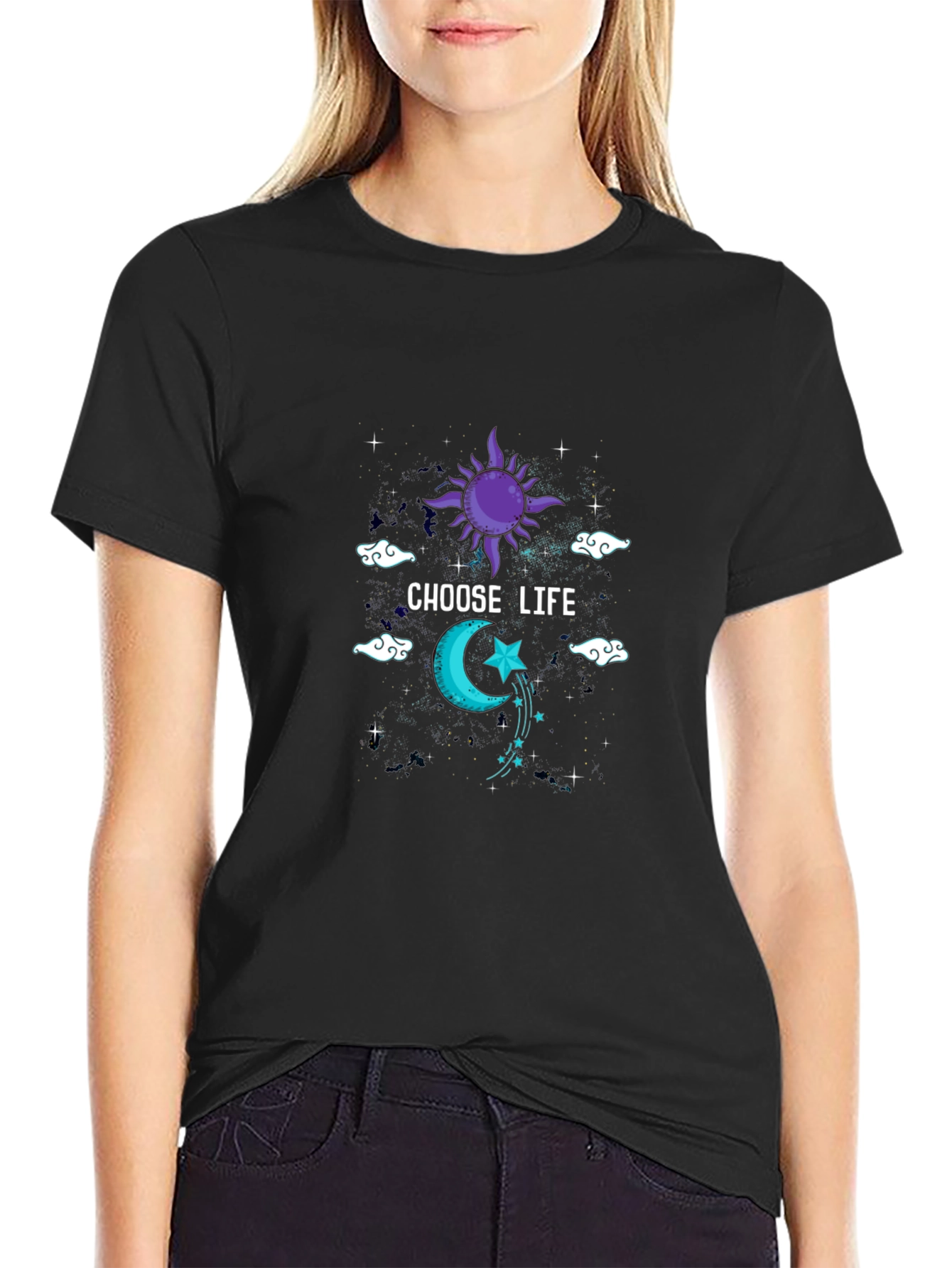 Choose Life Sun and Moon Graphic Tee