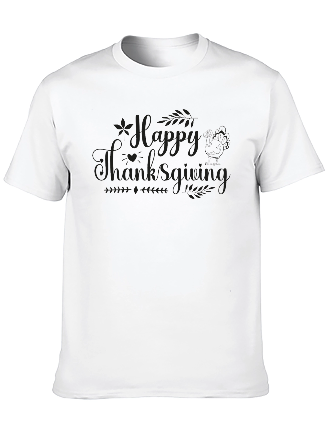 Happy Thanksgiving Graphic Tee - Black Casual Shirt