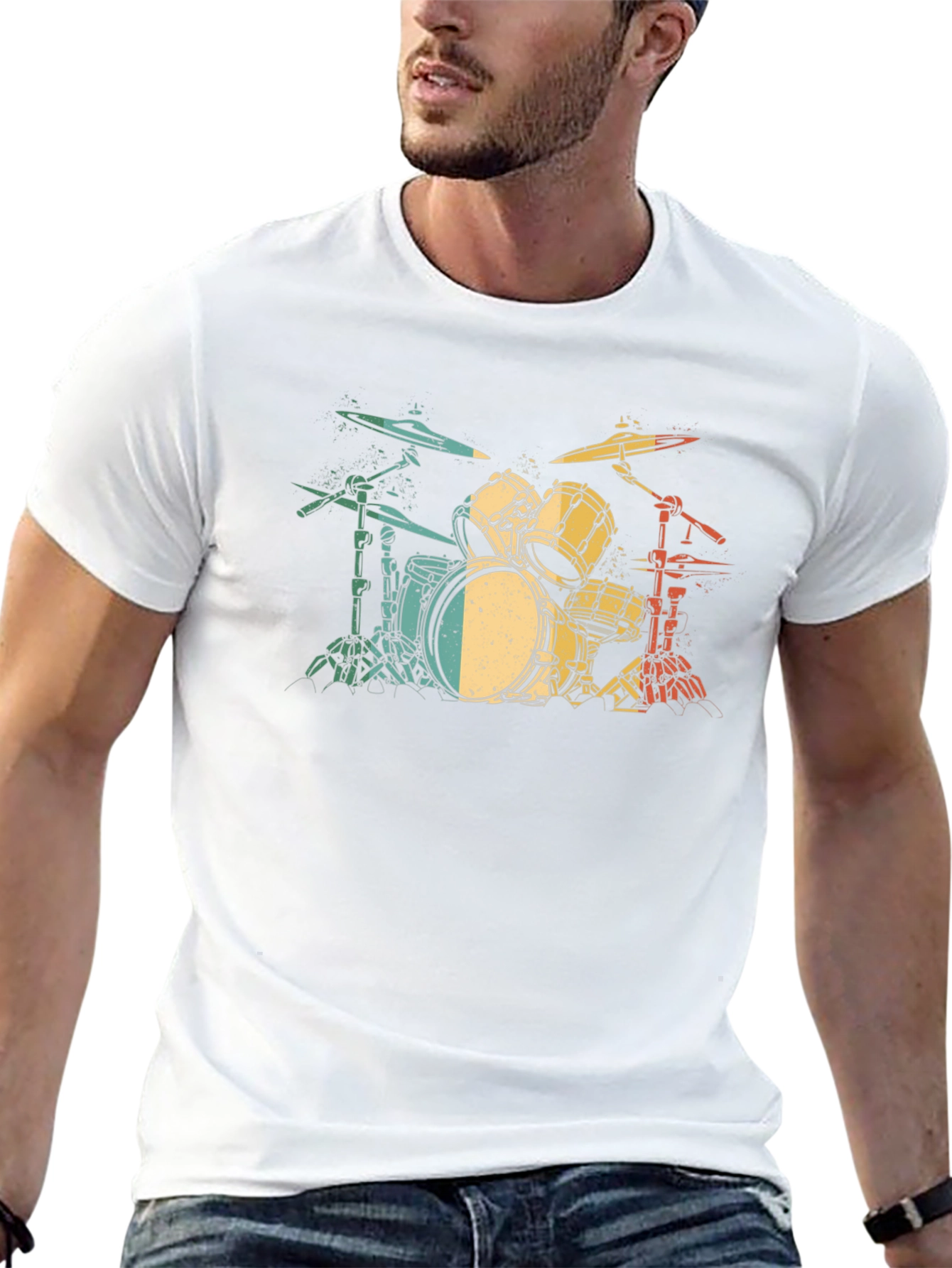 Retro Drum Set Graphic T-Shirt