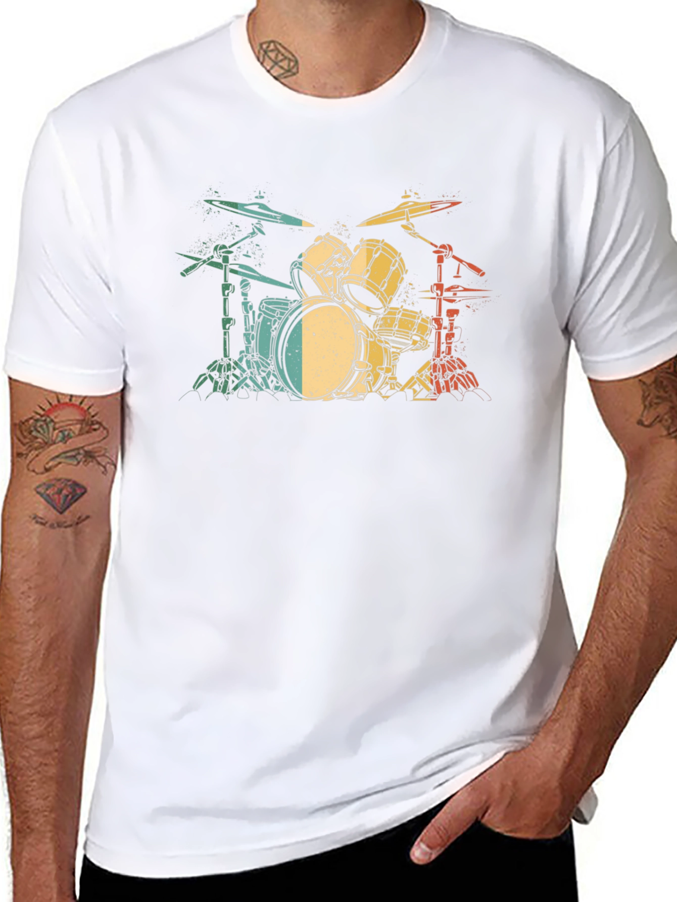 Retro Drum Set Graphic T-Shirt