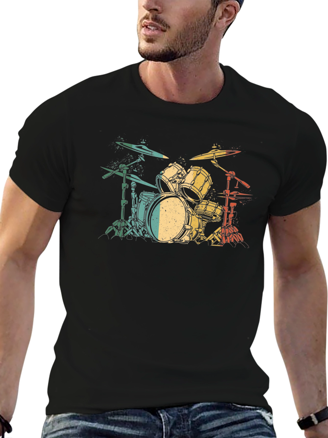 Retro Drum Set Graphic T-Shirt