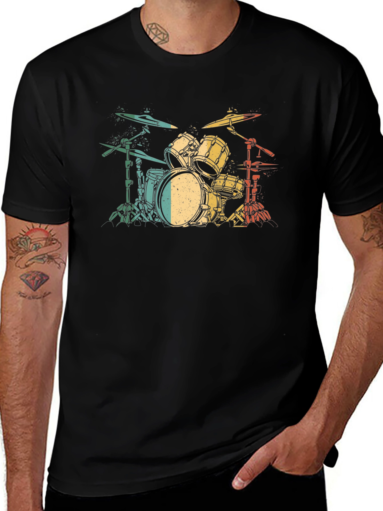Retro Drum Set Graphic T-Shirt