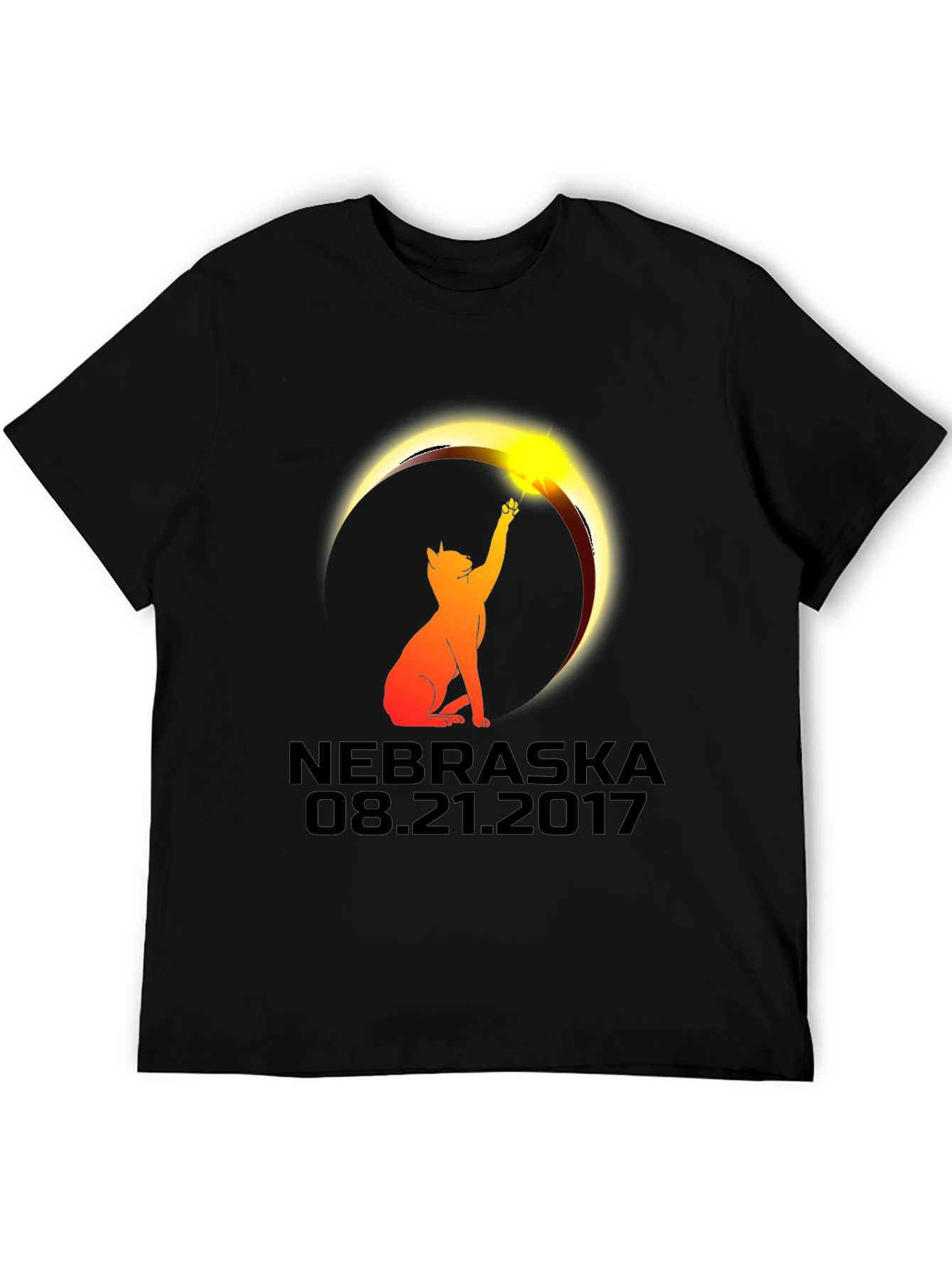 Nebraska Eclipse Cat Graphic T-Shirt - August 21 2017