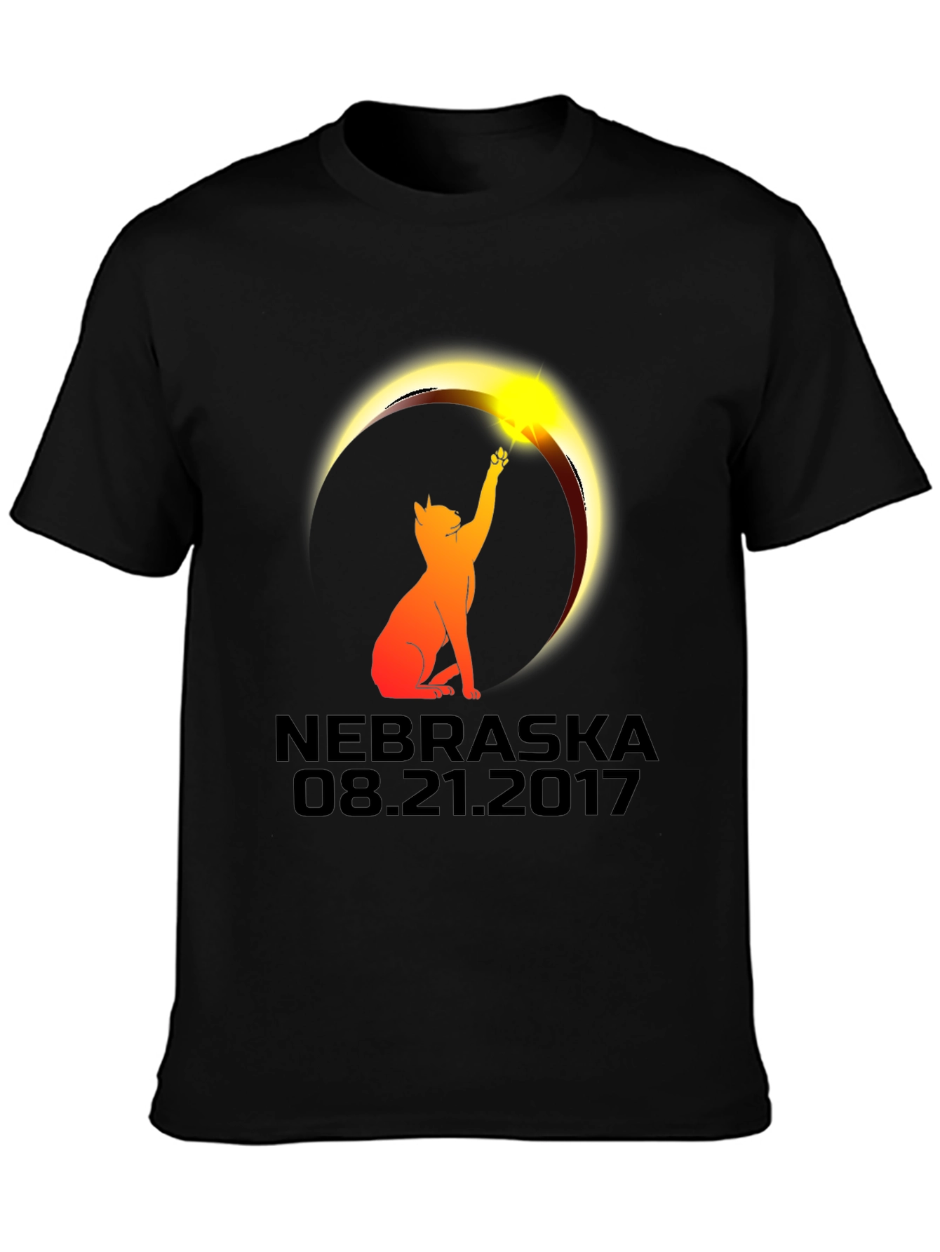 Nebraska Eclipse Cat Graphic T-Shirt - August 21 2017
