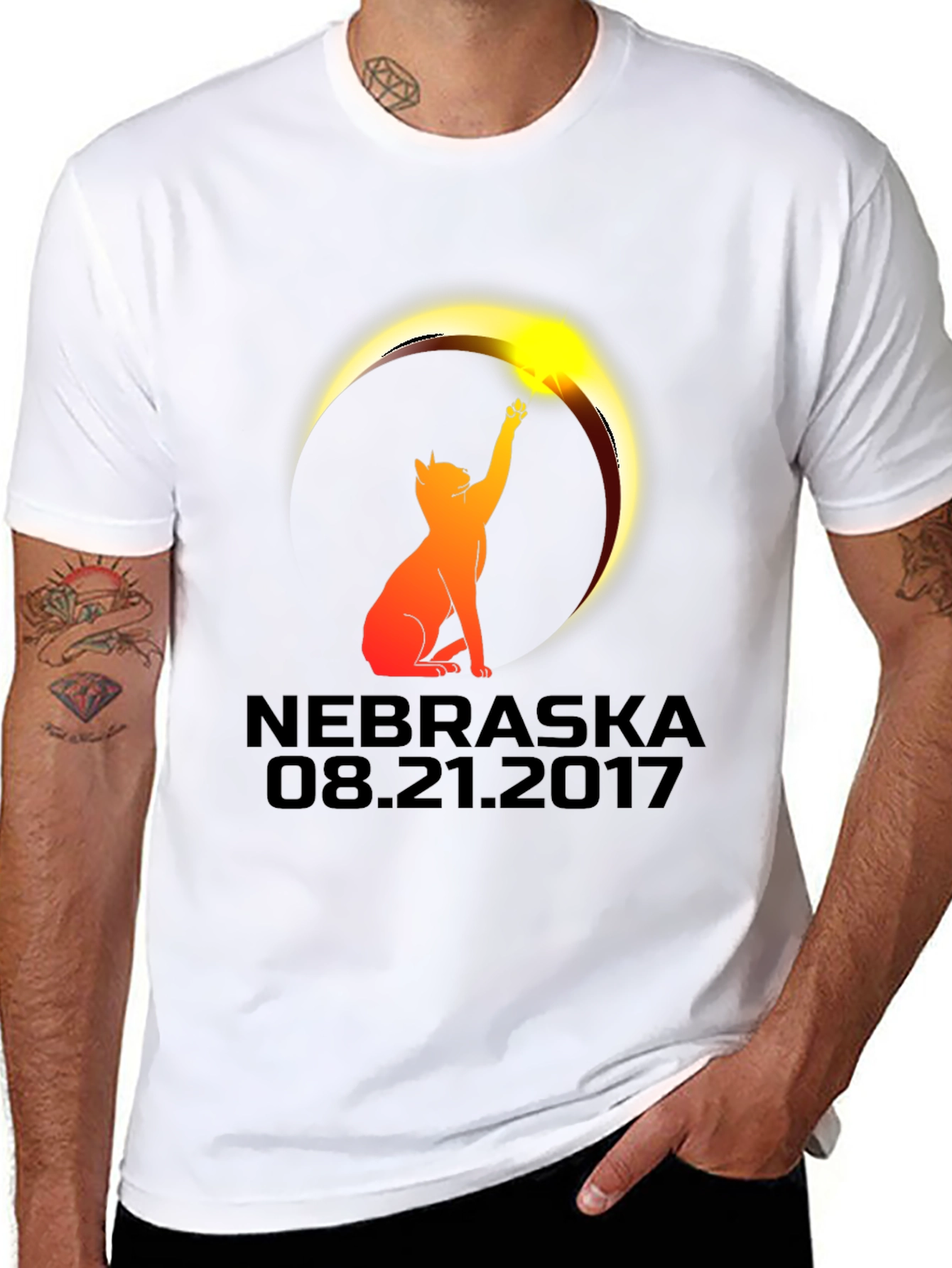 Nebraska Eclipse Cat Graphic T-Shirt - August 21 2017