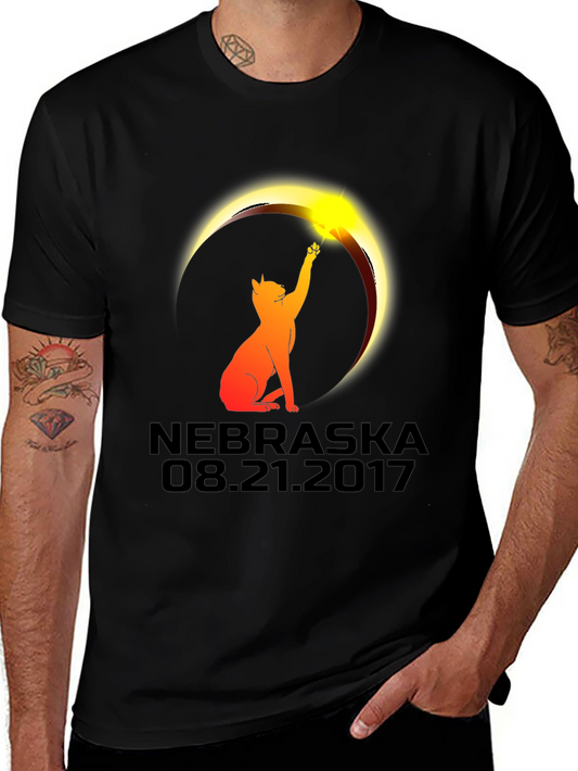 Nebraska Eclipse Cat Graphic T-Shirt - August 21 2017