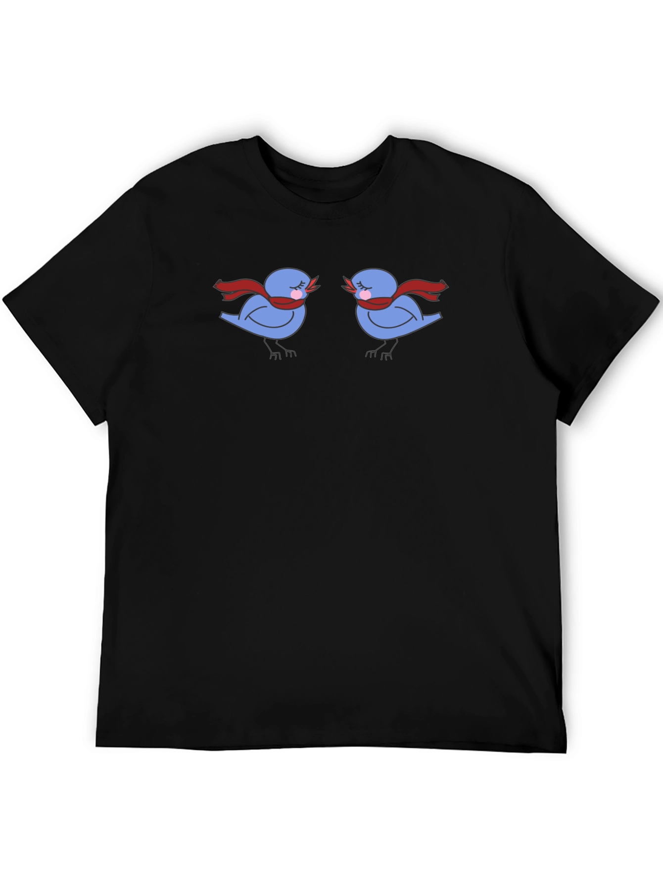 Birds with Scarves Black Graphic Tee