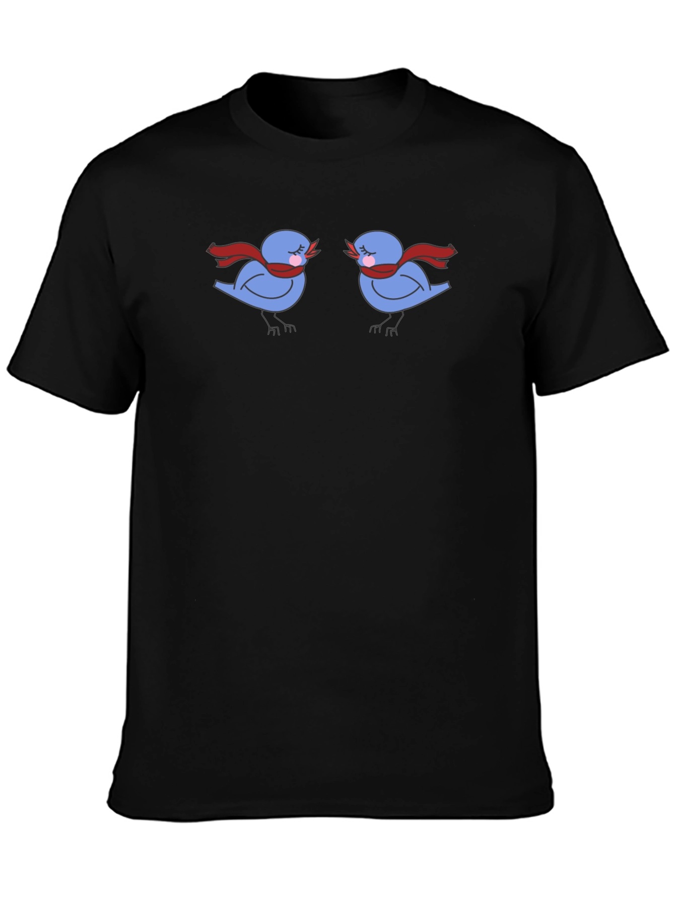Birds with Scarves Black Graphic Tee