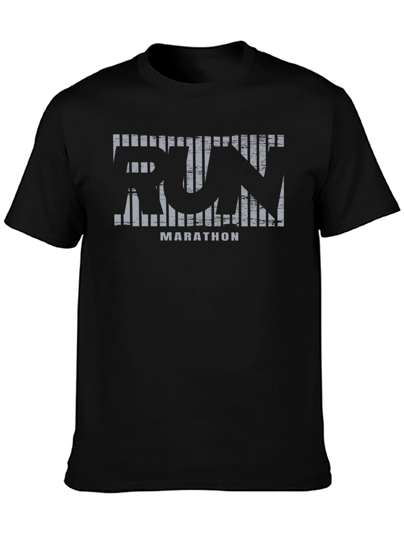 Mens Black Run Marathon Graphic T-Shirt