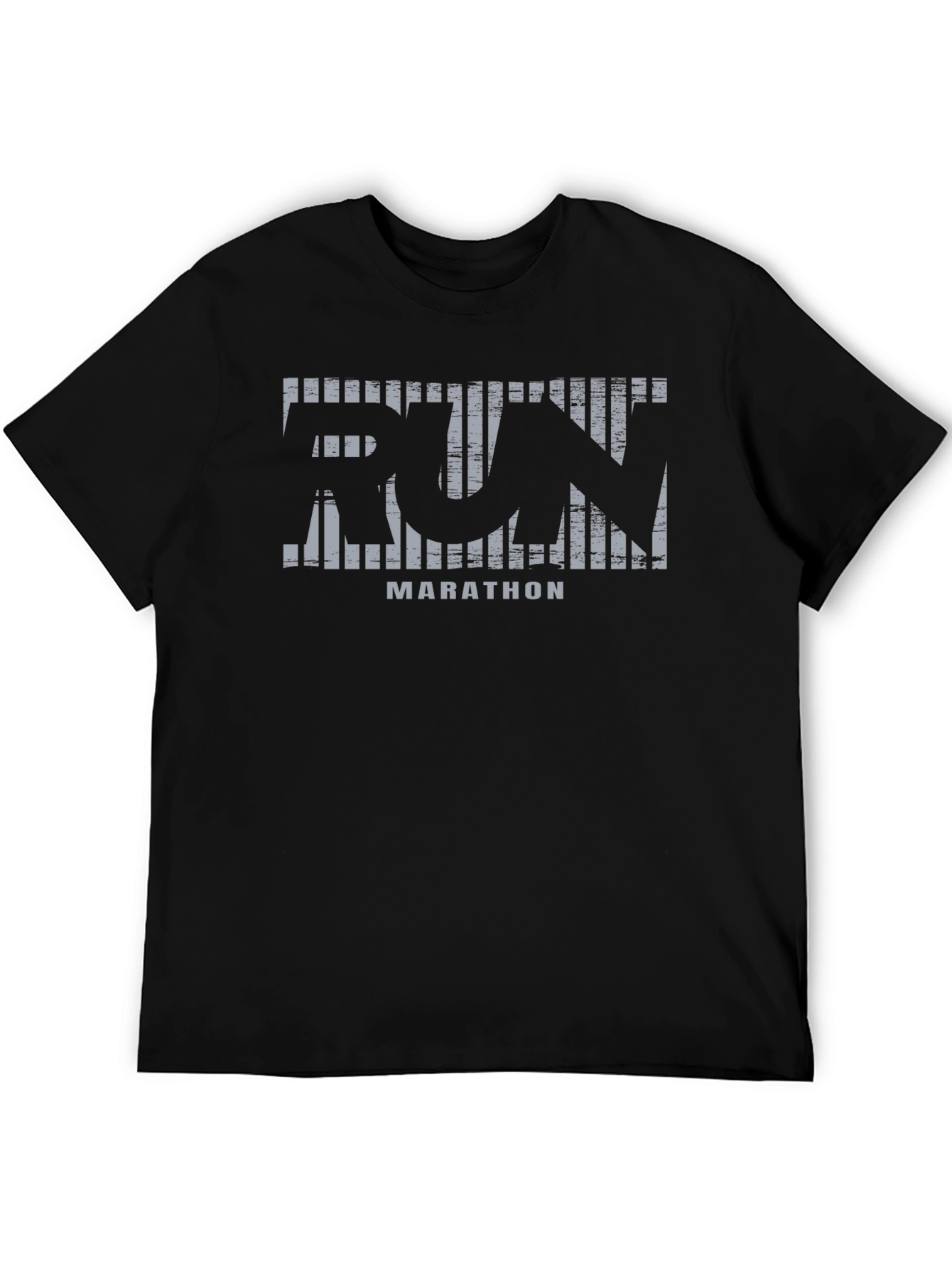 Mens Black Run Marathon Graphic T-Shirt