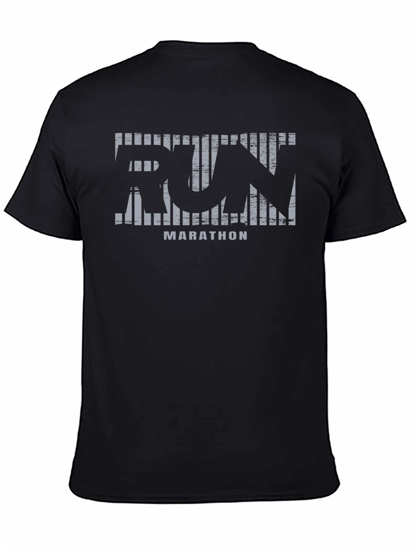 Mens Black Run Marathon Graphic T-Shirt