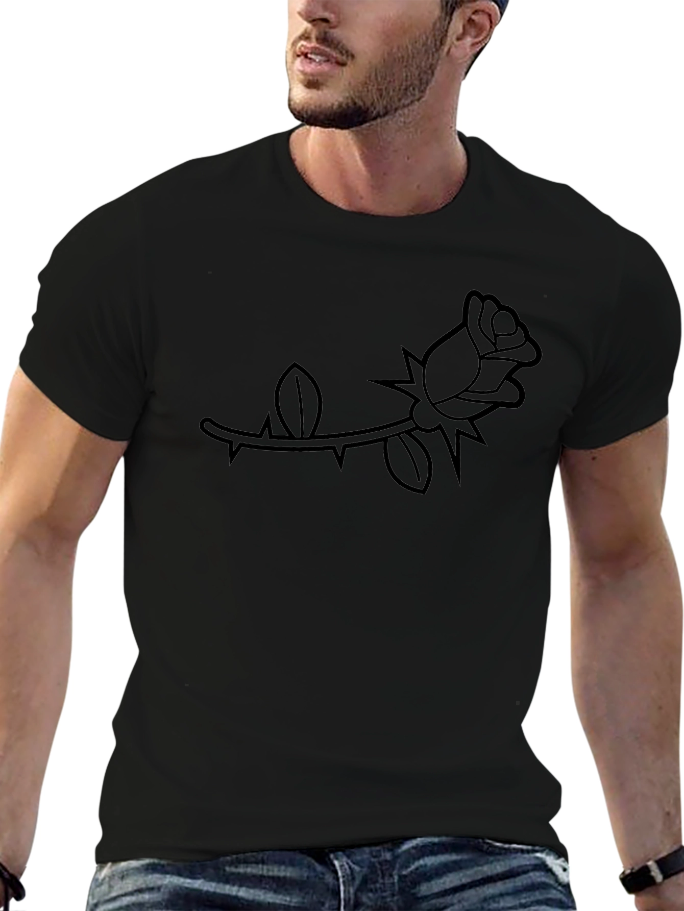 Black Rose Graphic Tee - Stylish Casual Wear