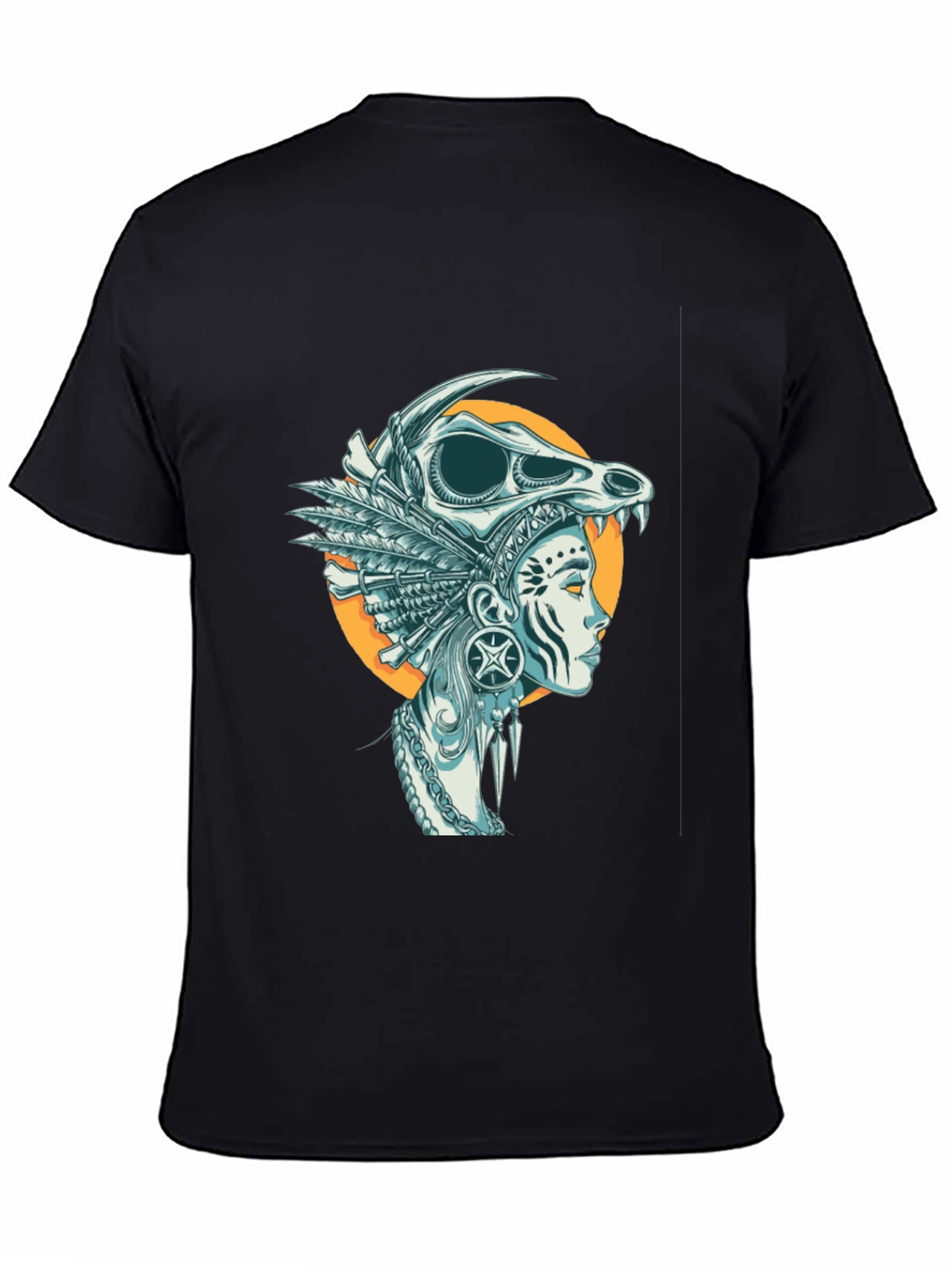 Skull Headdress Graphic Tee - Black