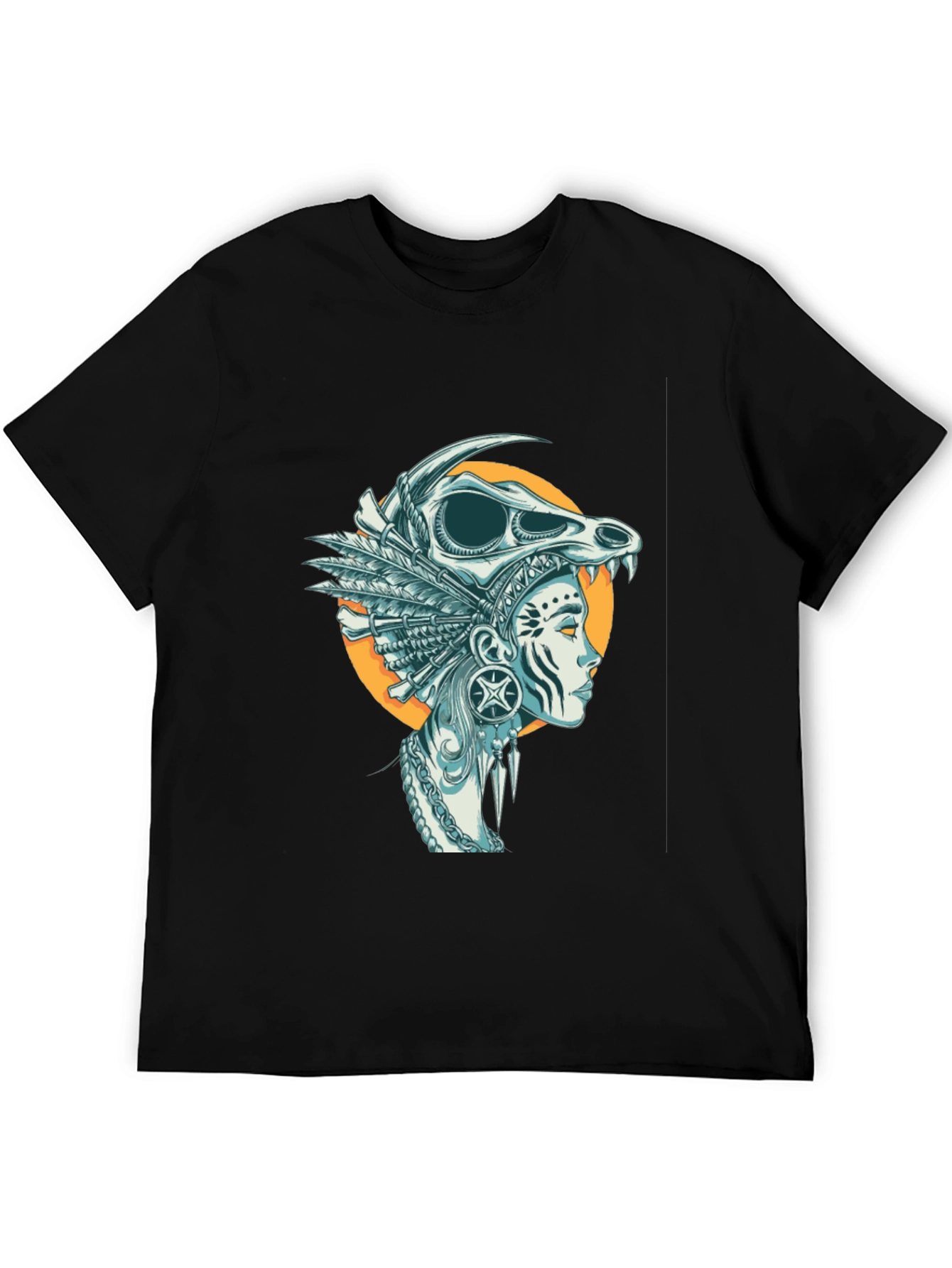 Skull Headdress Graphic Tee - Black