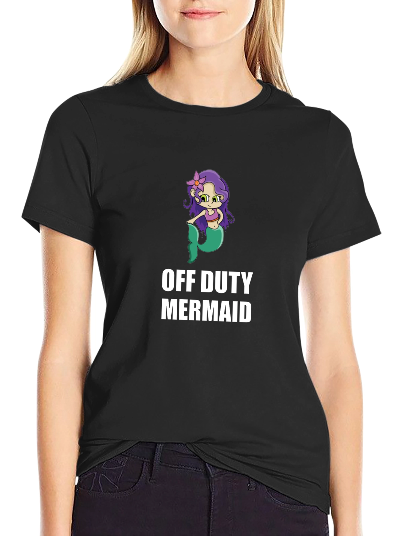 Off Duty Mermaid Graphic T-Shirt - Novelty Tee