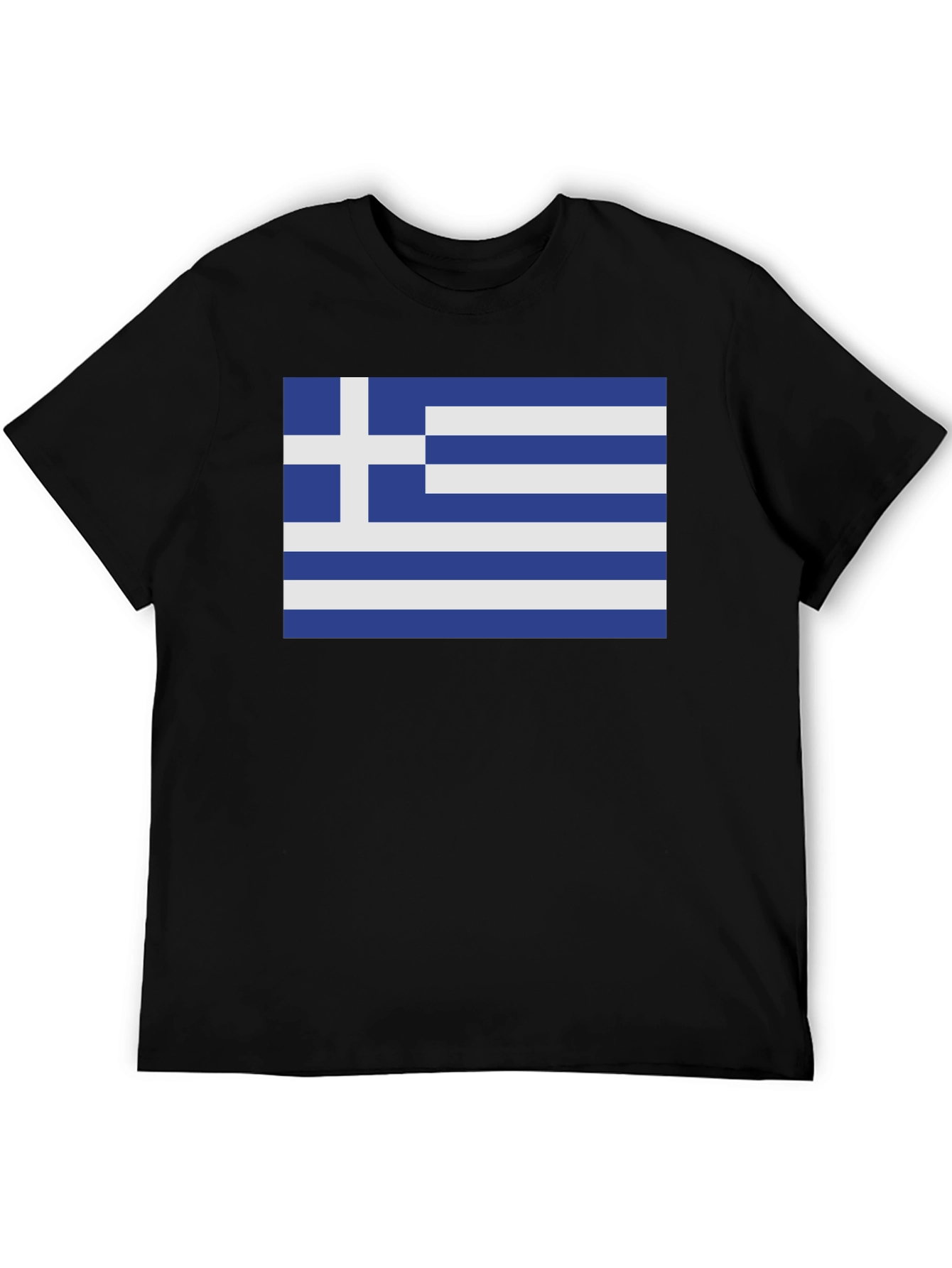 Greek Flag Graphic Tee - Black Cotton Blend