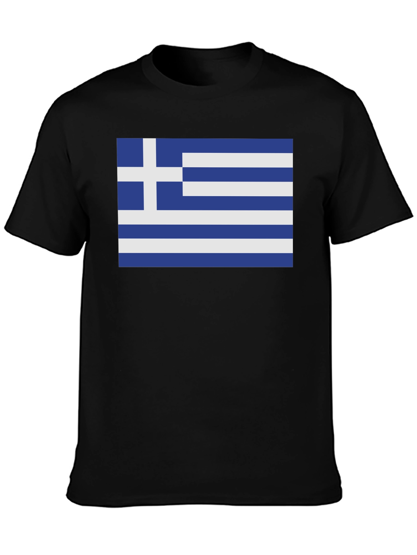 Greek Flag Graphic Tee - Black Cotton Blend