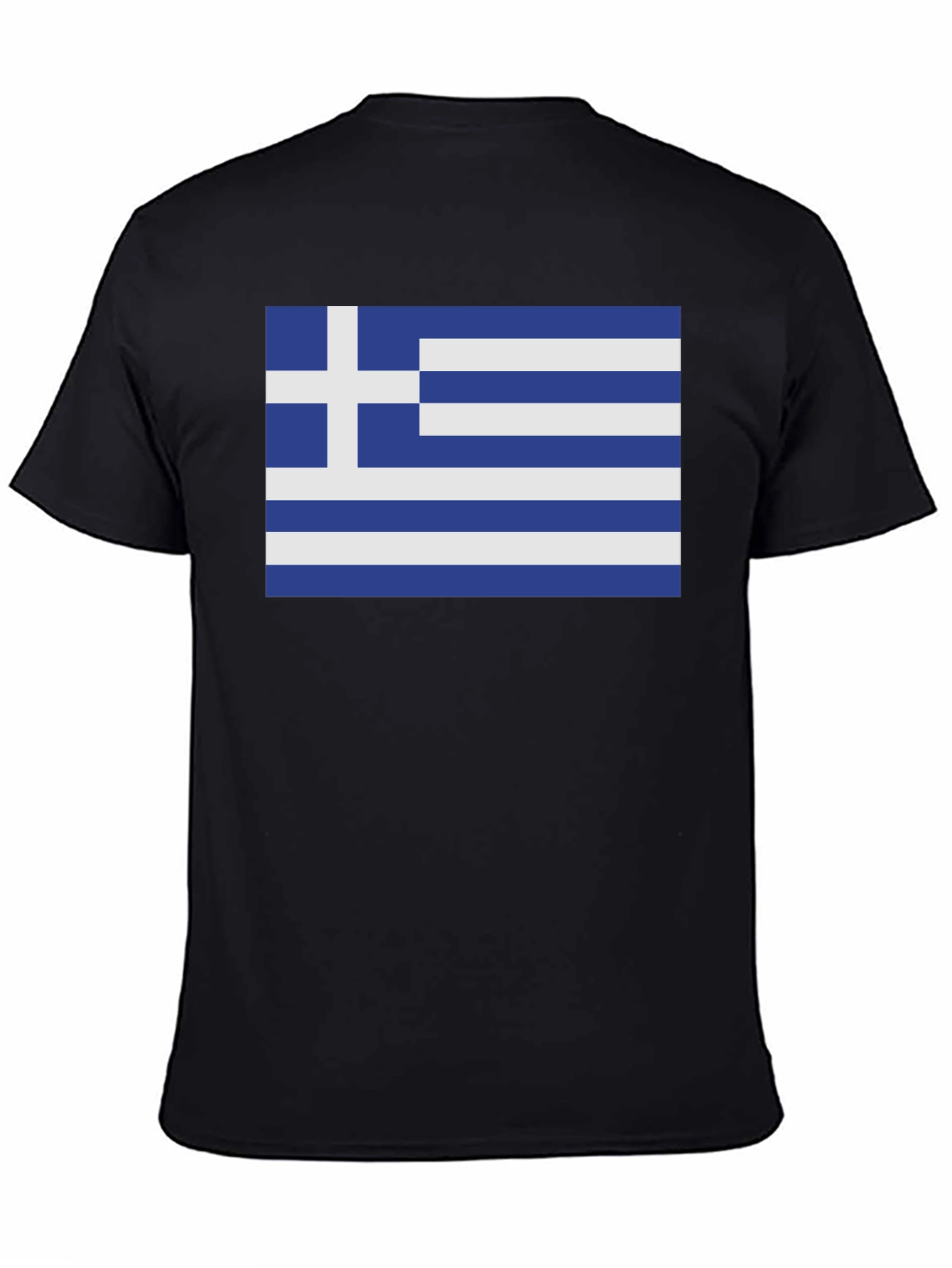 Greek Flag Graphic Tee - Black Cotton Blend
