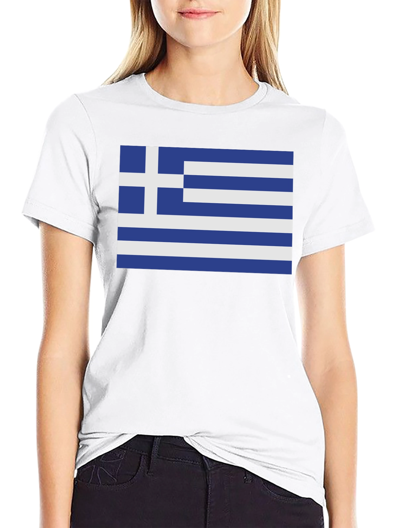 Greek Flag Graphic Tee - Black Cotton Blend