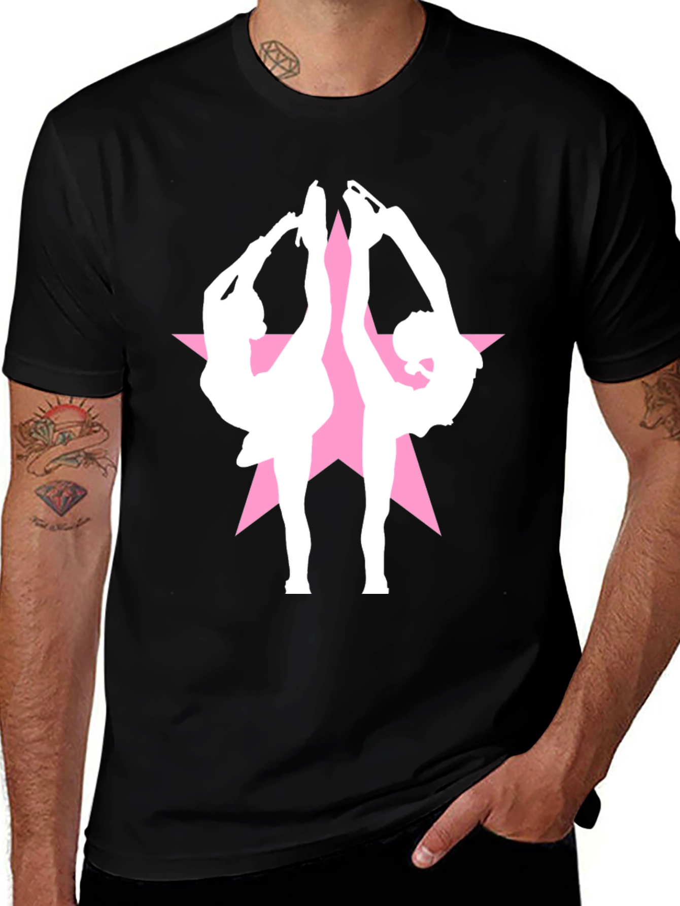 Figure Skating Star Black T-Shirt