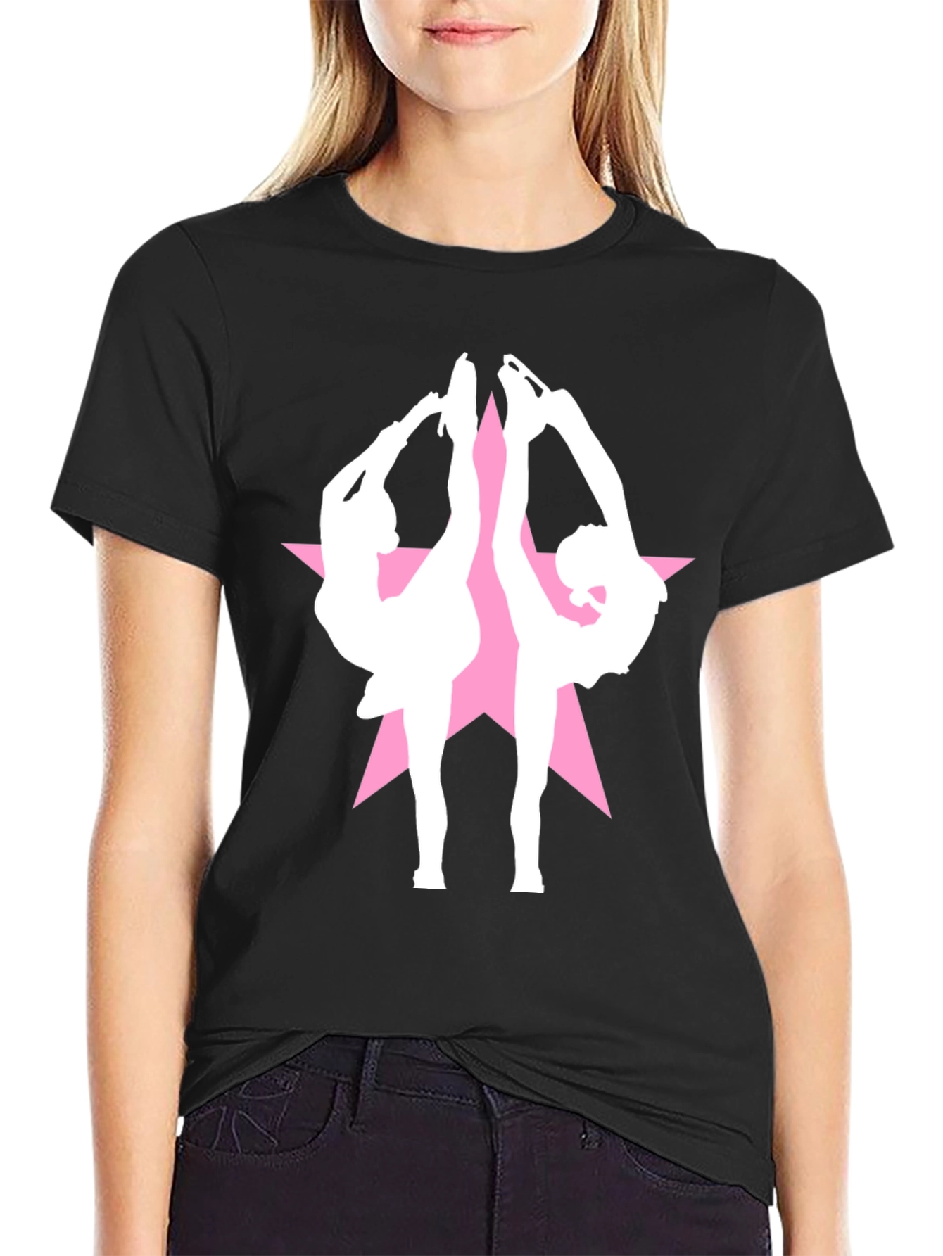 Figure Skating Star Black T-Shirt