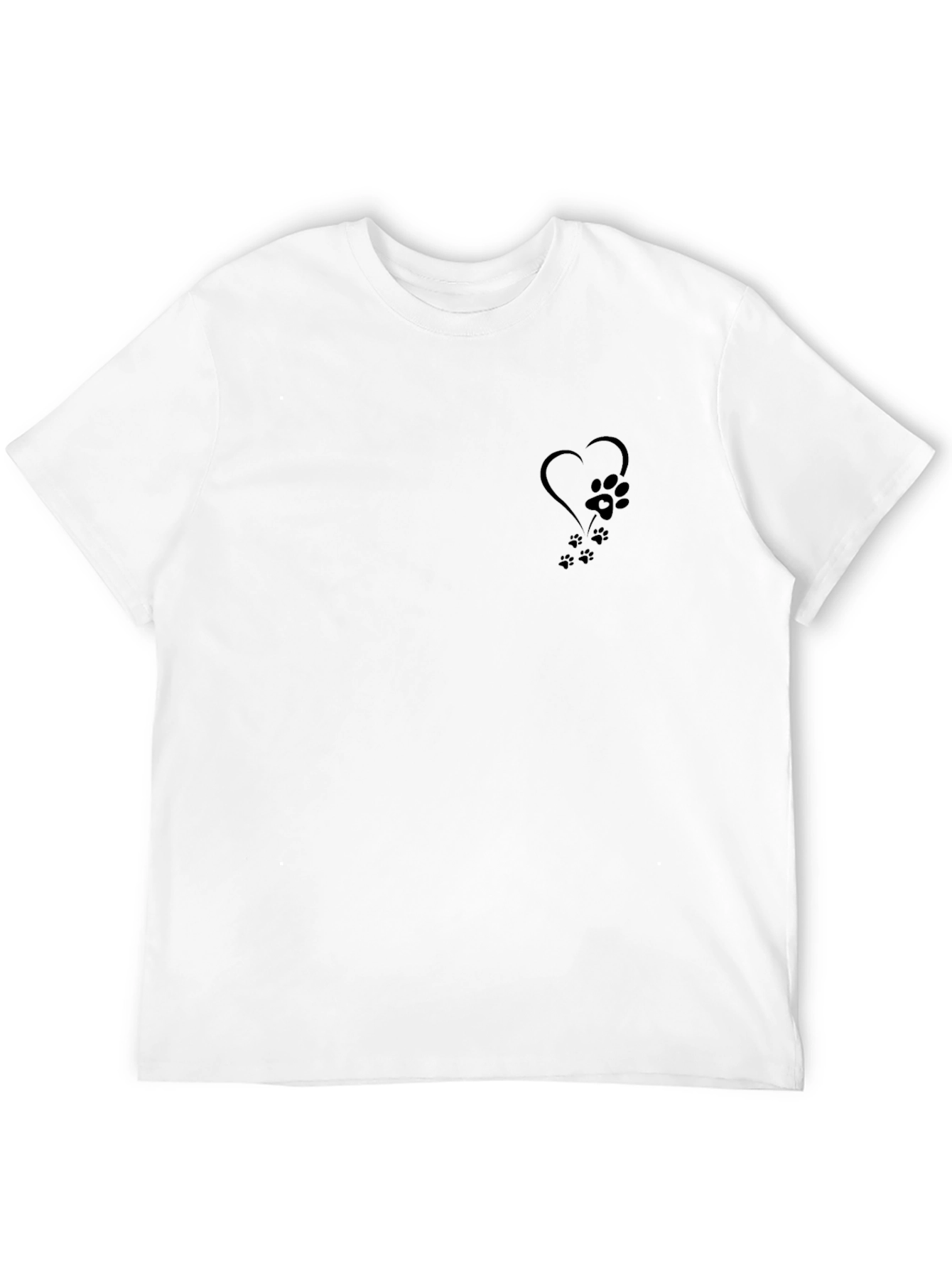 Mens Black T-Shirt - Paw Print Heart Design