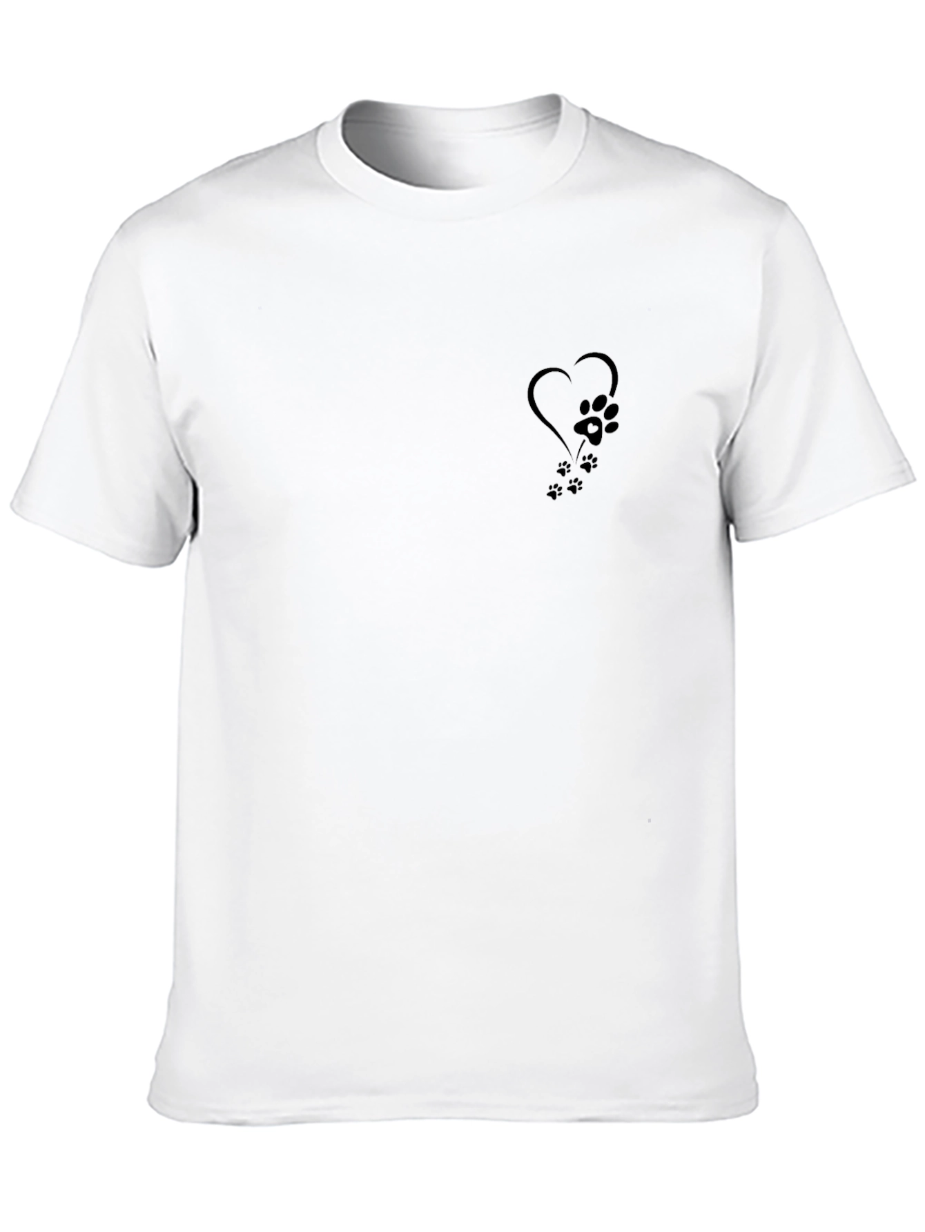 Mens Black T-Shirt - Paw Print Heart Design