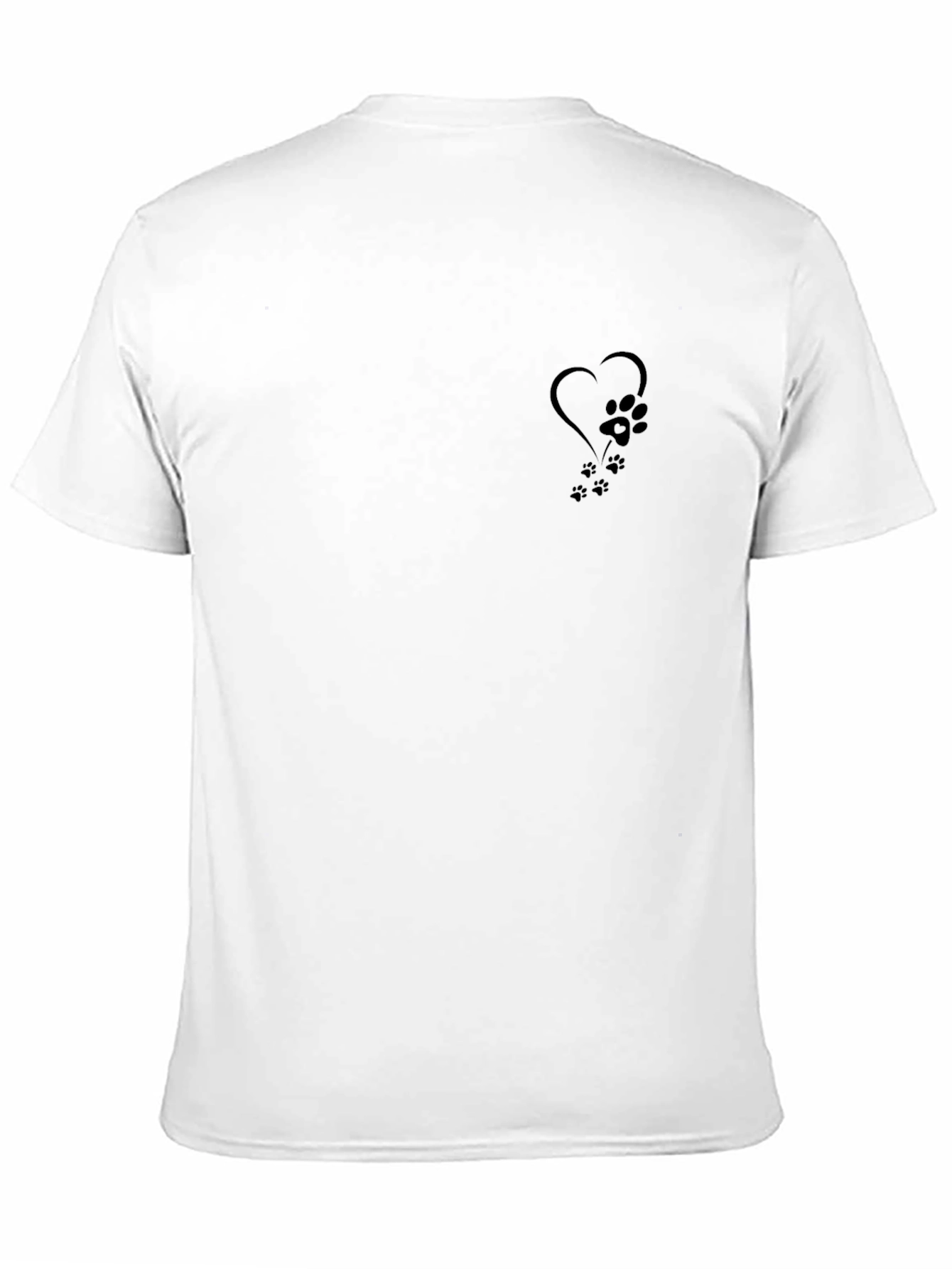 Mens Black T-Shirt - Paw Print Heart Design