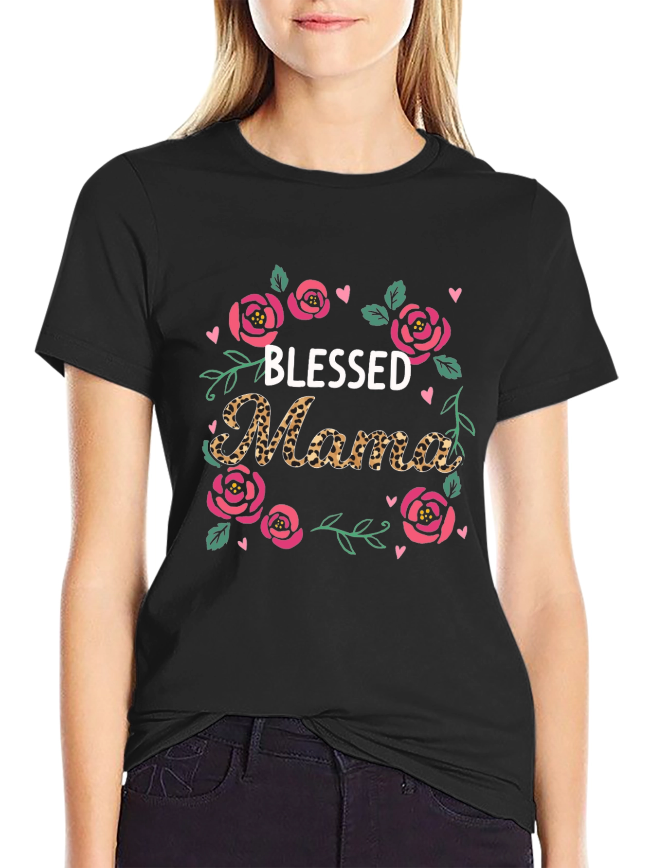 Blessed Mama Floral Graphic T-Shirt