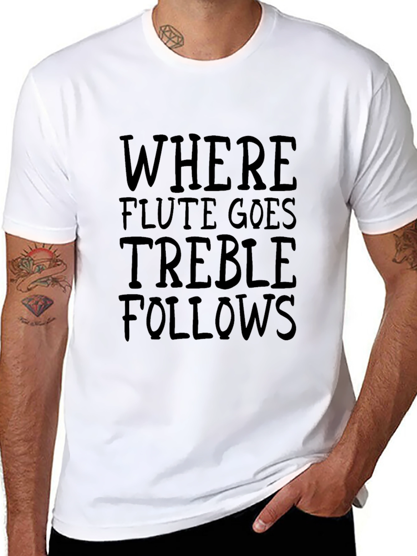 Where Flute Goes Treble Follows Black T-Shirt