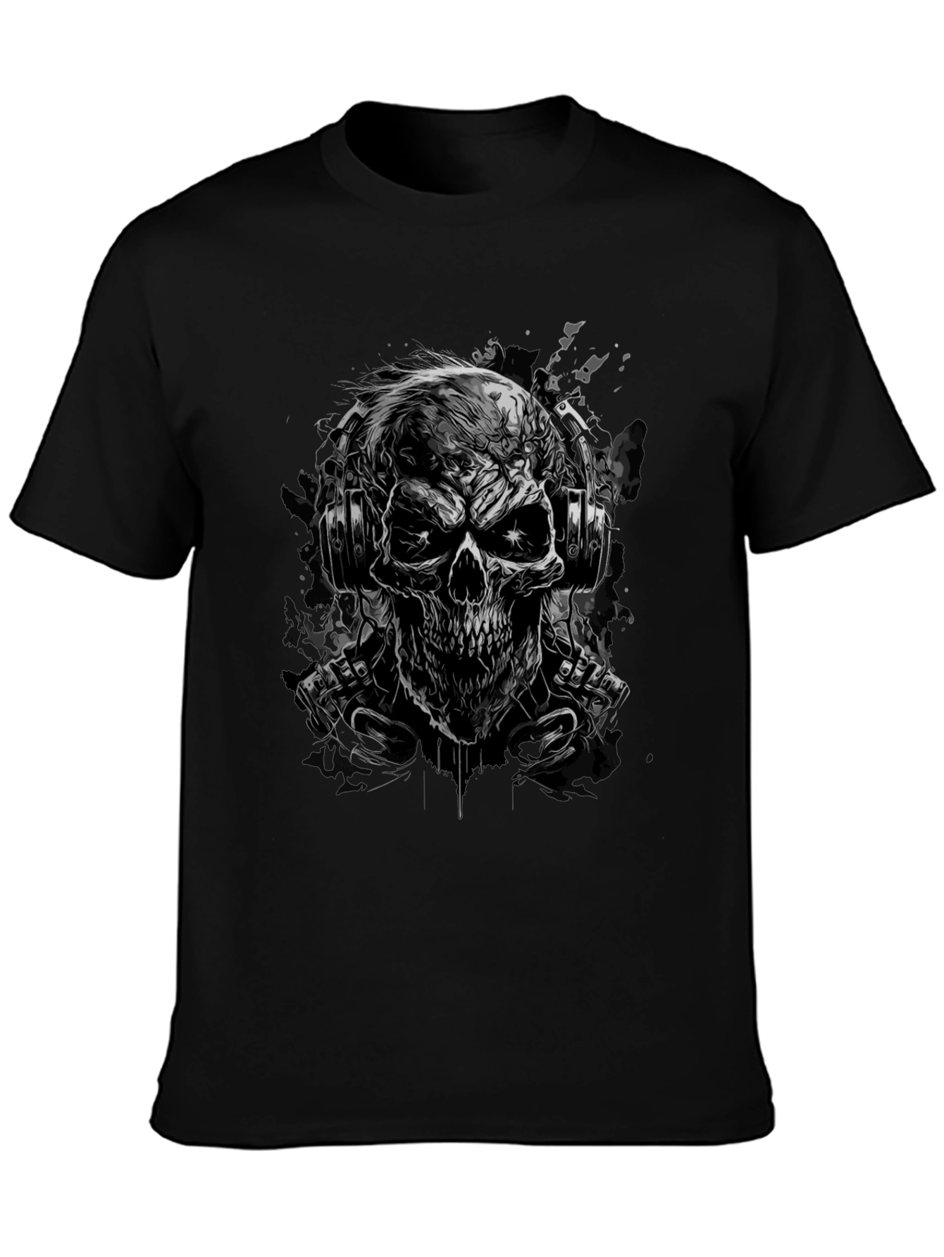 Skull with Headphones Graphic Tee