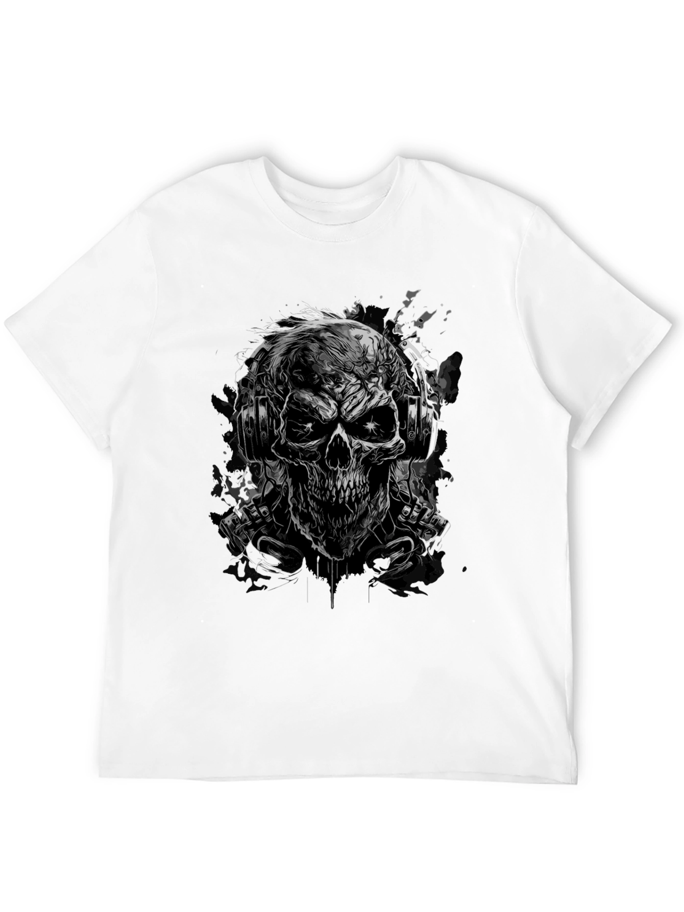 Skull with Headphones Graphic Tee