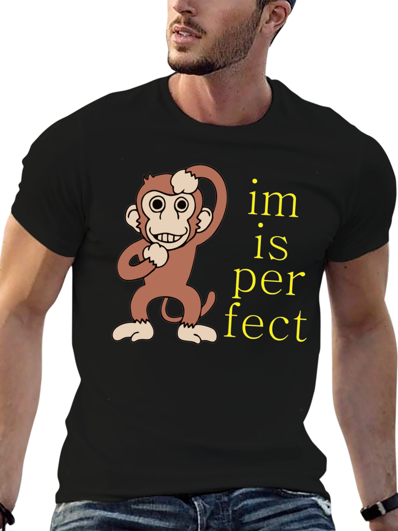 Funny Monkey Im is Perfect Graphic T-Shirt