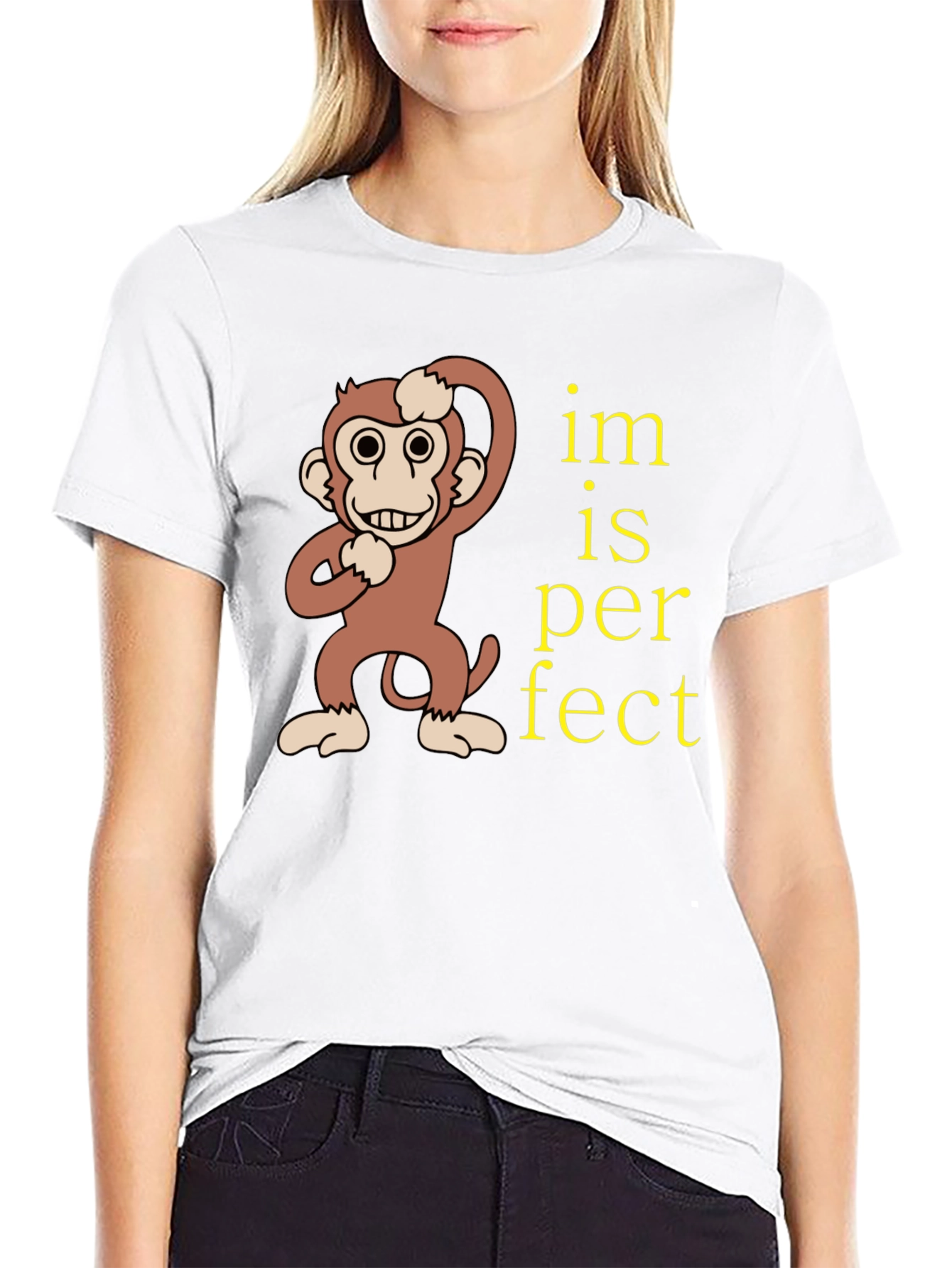 Funny Monkey Im is Perfect Graphic T-Shirt