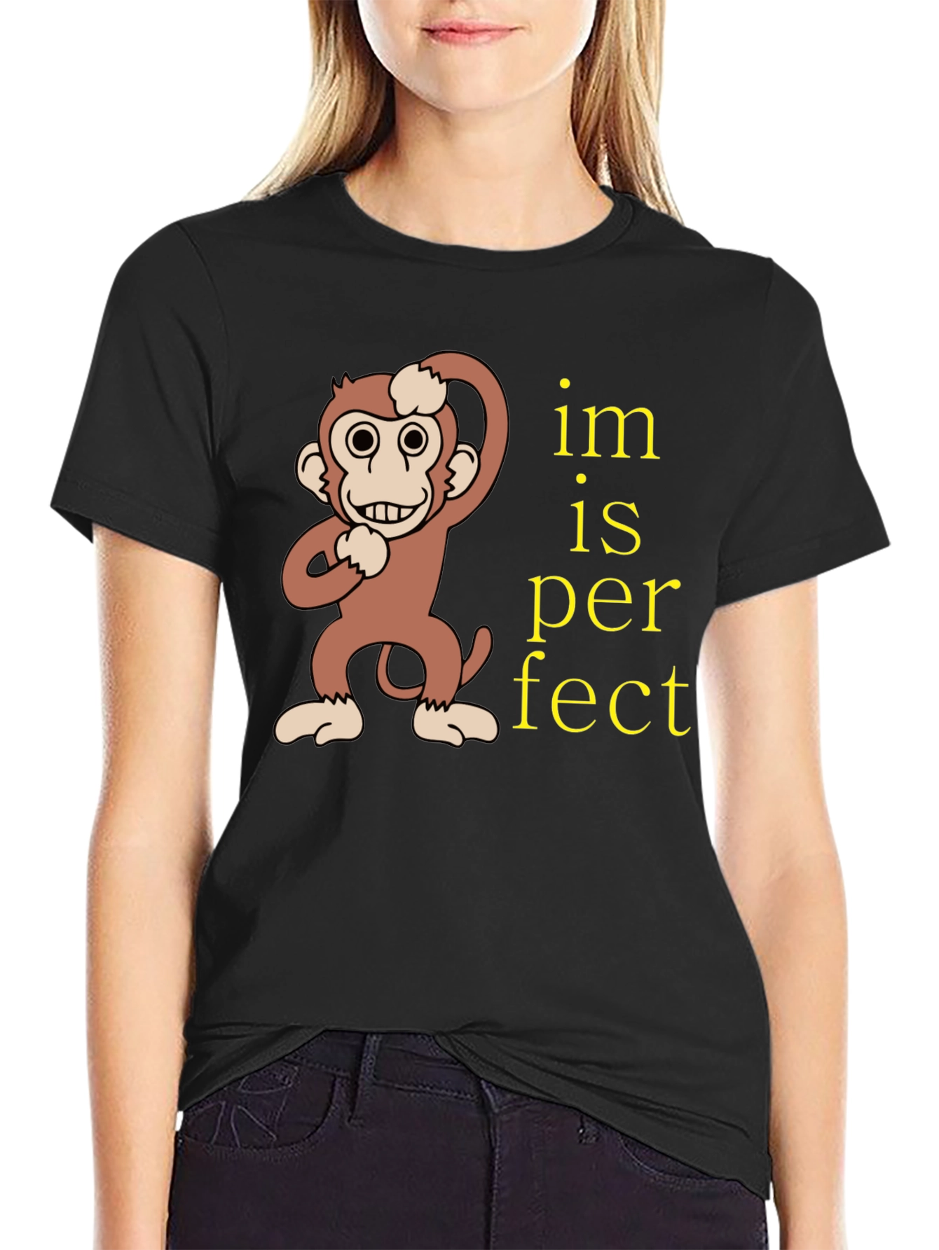 Funny Monkey Im is Perfect Graphic T-Shirt