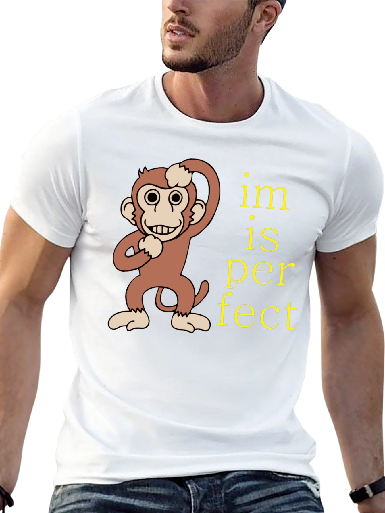 Funny Monkey Im is Perfect Graphic T-Shirt