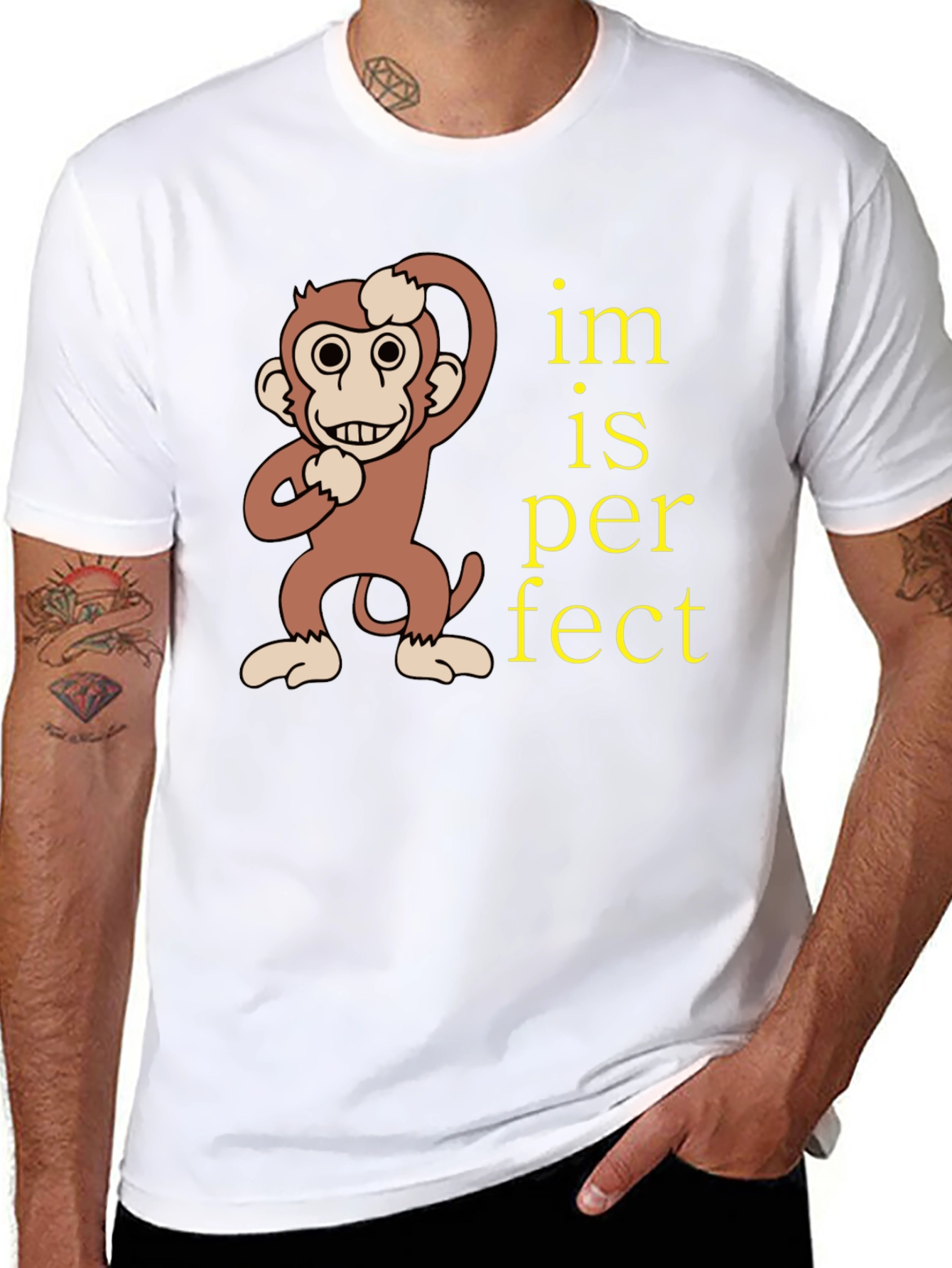 Funny Monkey Im is Perfect Graphic T-Shirt