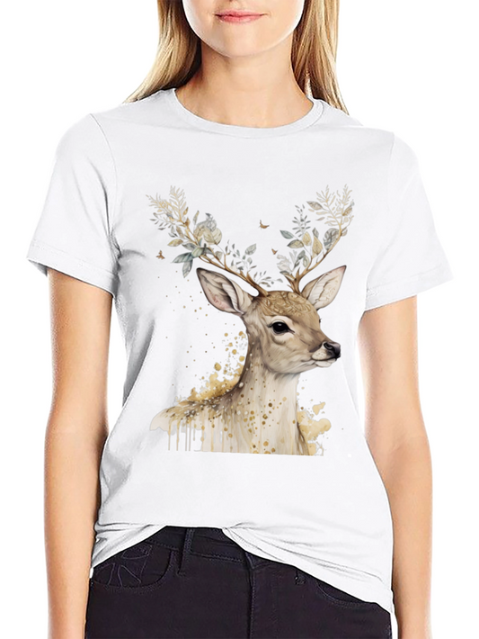 Floral Antler Deer Graphic Tee - Stylish Unisex Shirt