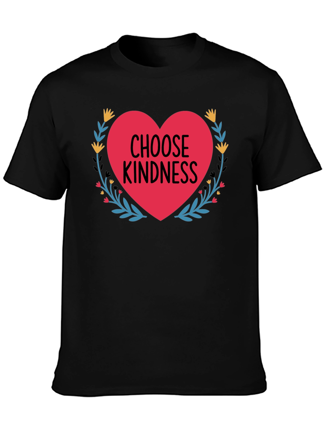 Choose Kindness Heart Graphic Black T-Shirt