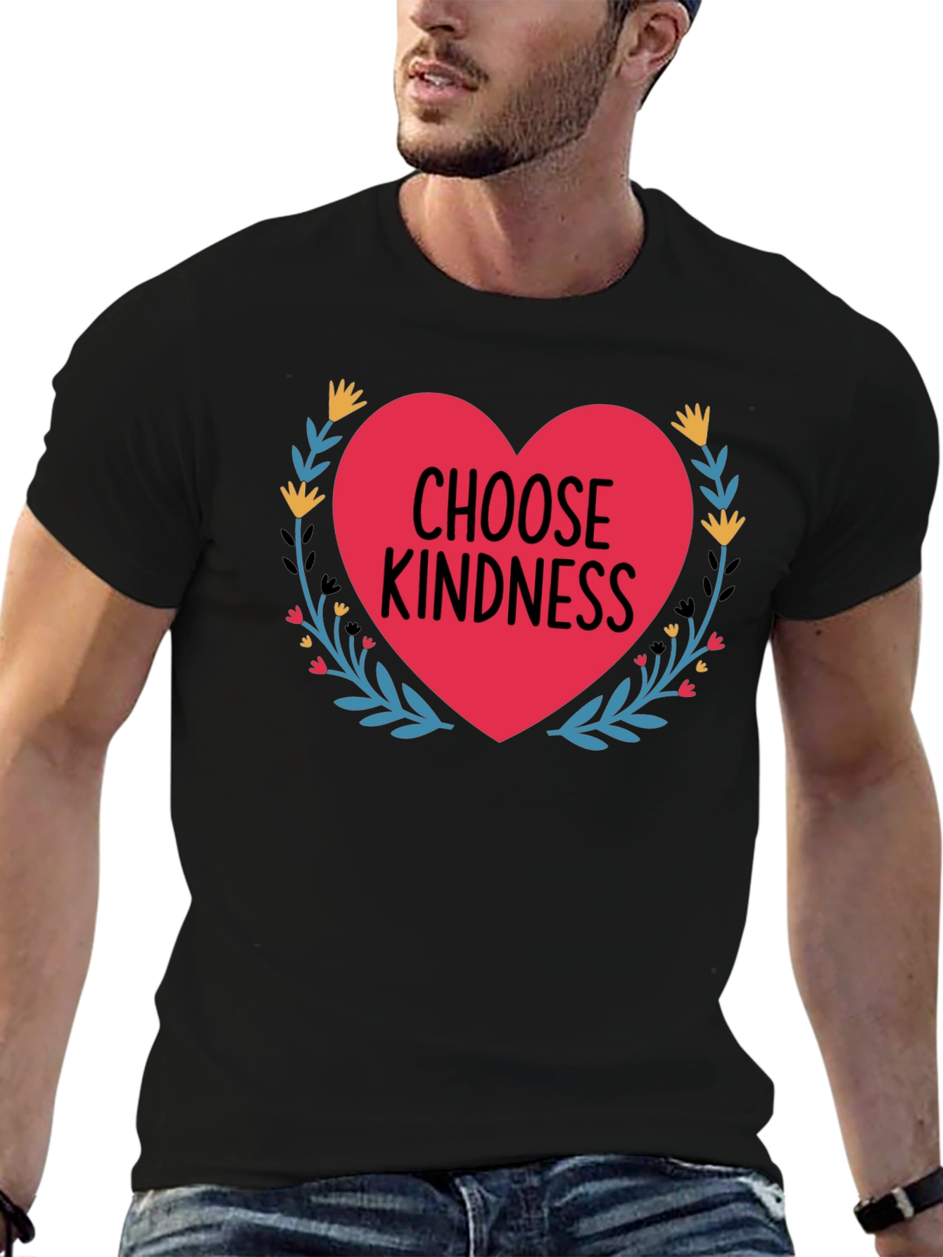 Choose Kindness Heart Graphic Black T-Shirt