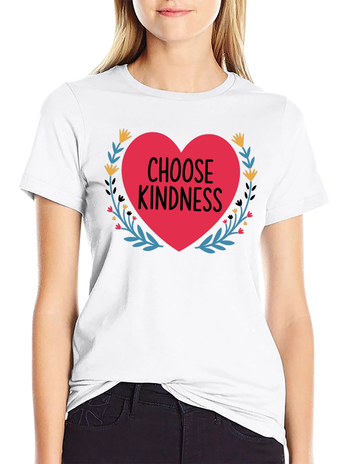 Choose Kindness Heart Graphic Black T-Shirt