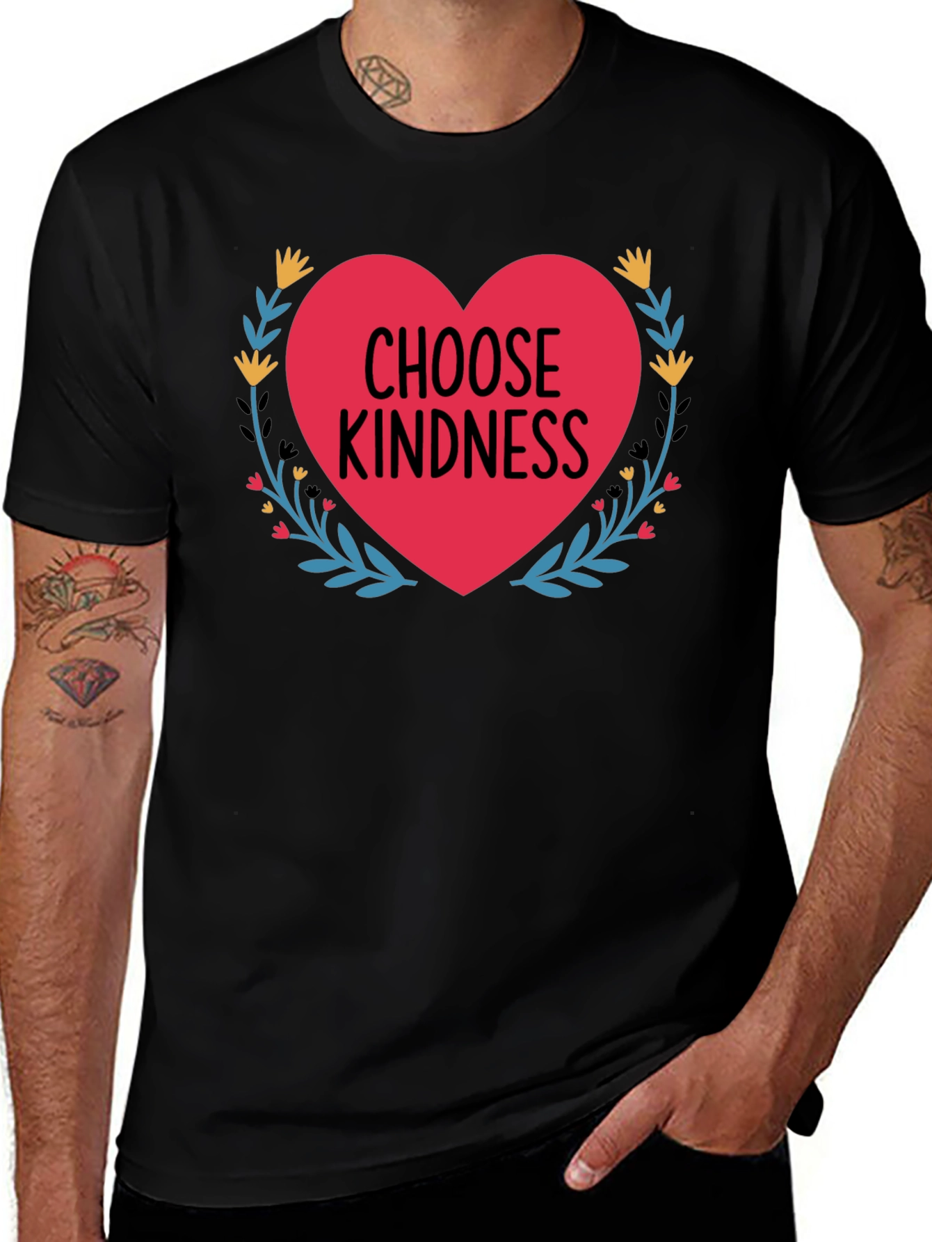 Choose Kindness Heart Graphic Black T-Shirt