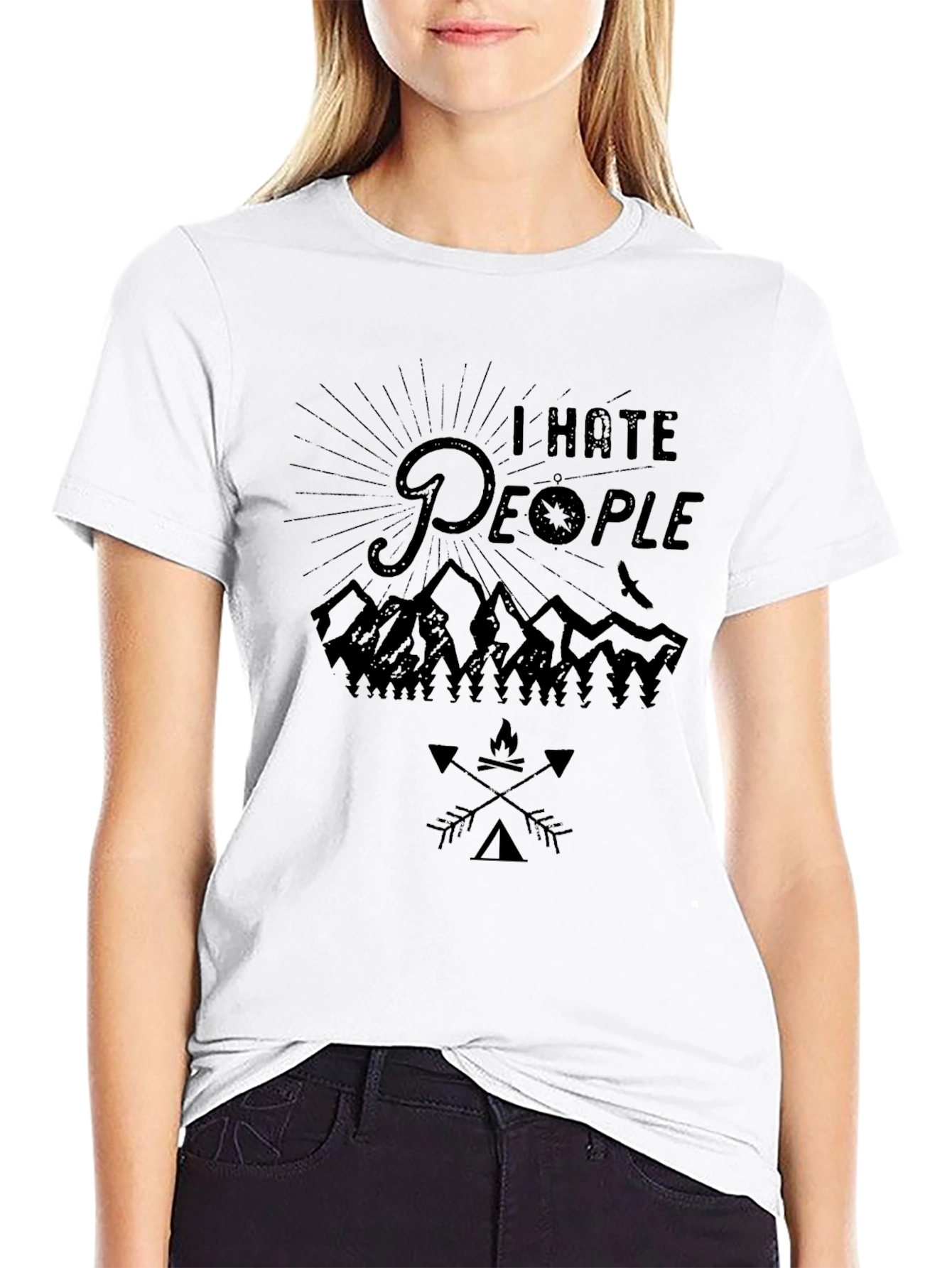 I Hate People Camping Graphic Tee - Black