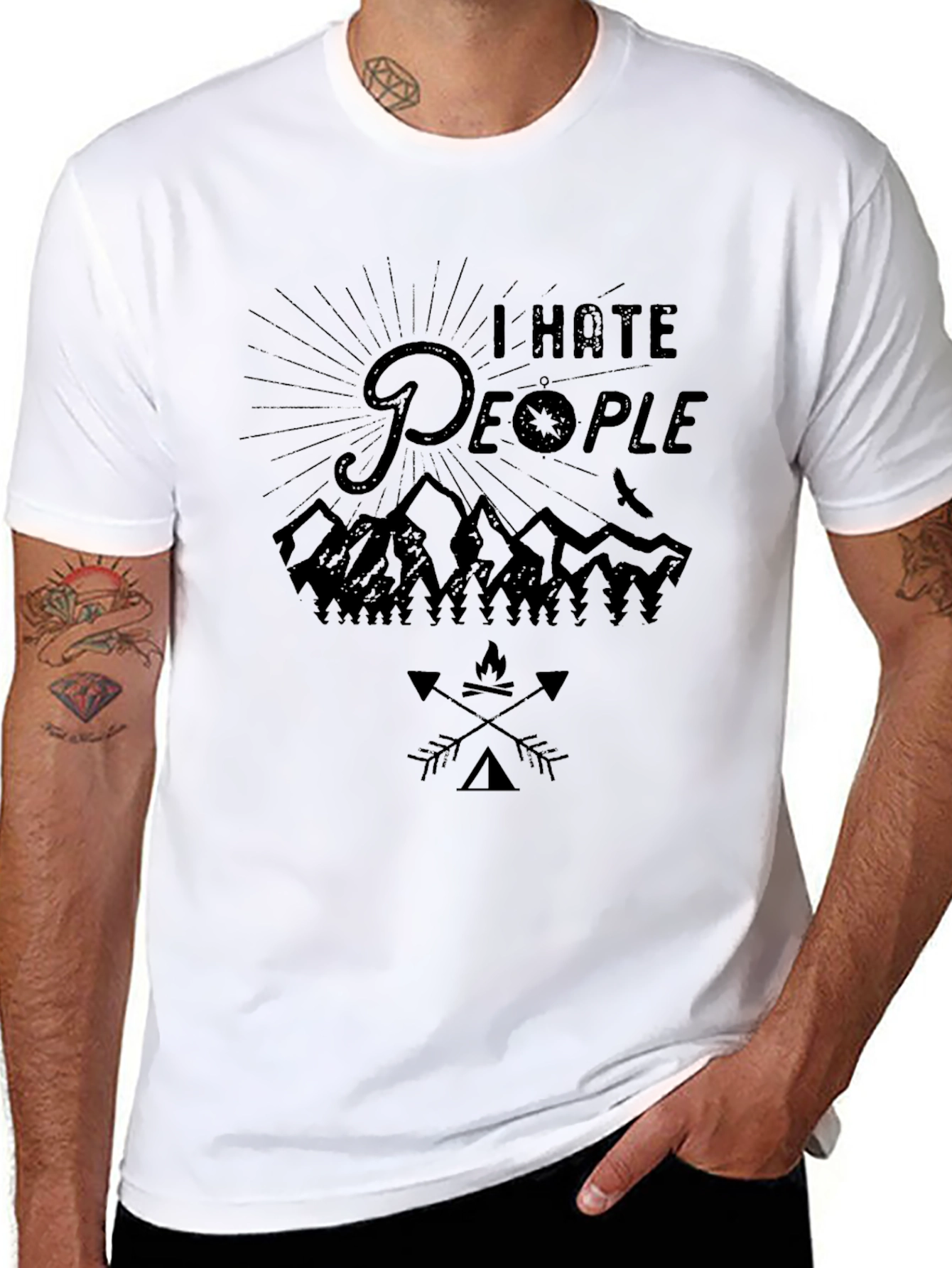 I Hate People Camping Graphic Tee - Black
