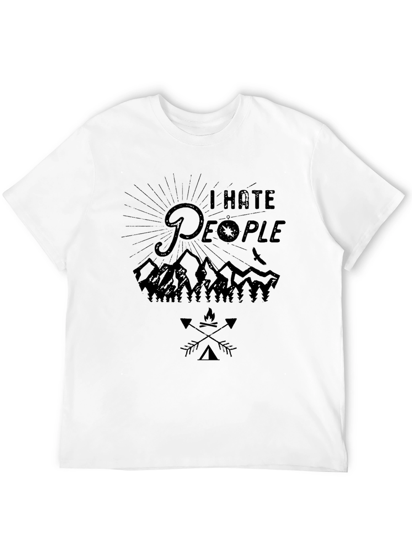 I Hate People Camping Graphic Tee - Black