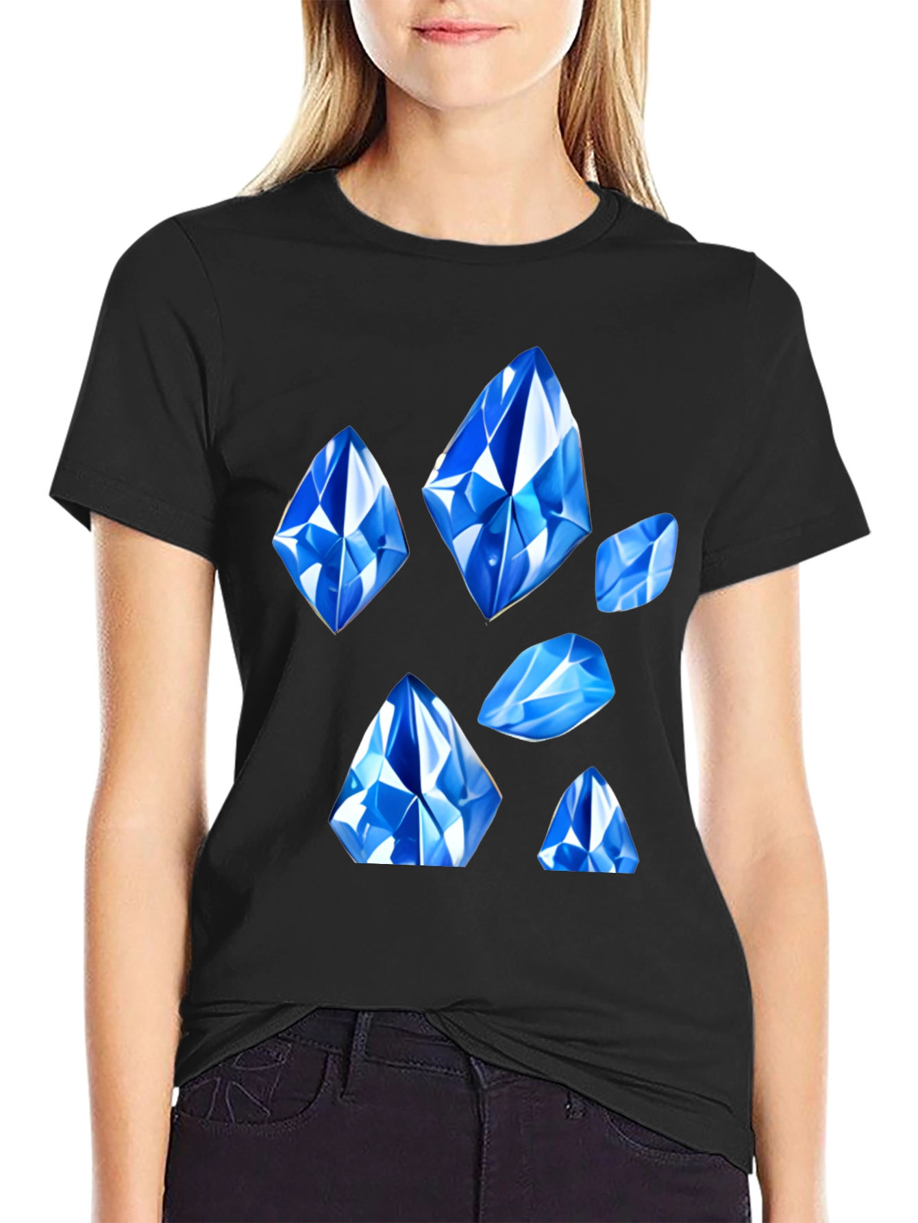 Blue Gemstone Graphic Tee - Modern Style