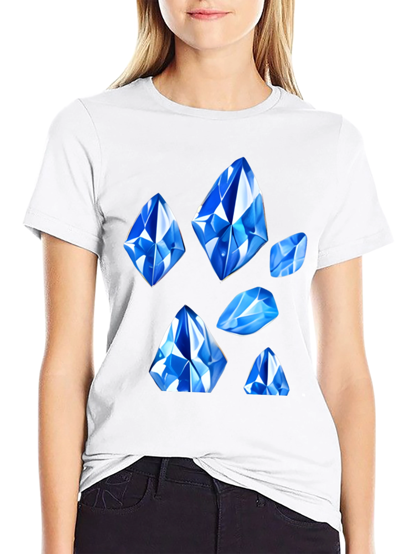 Blue Gemstone Graphic Tee - Modern Style