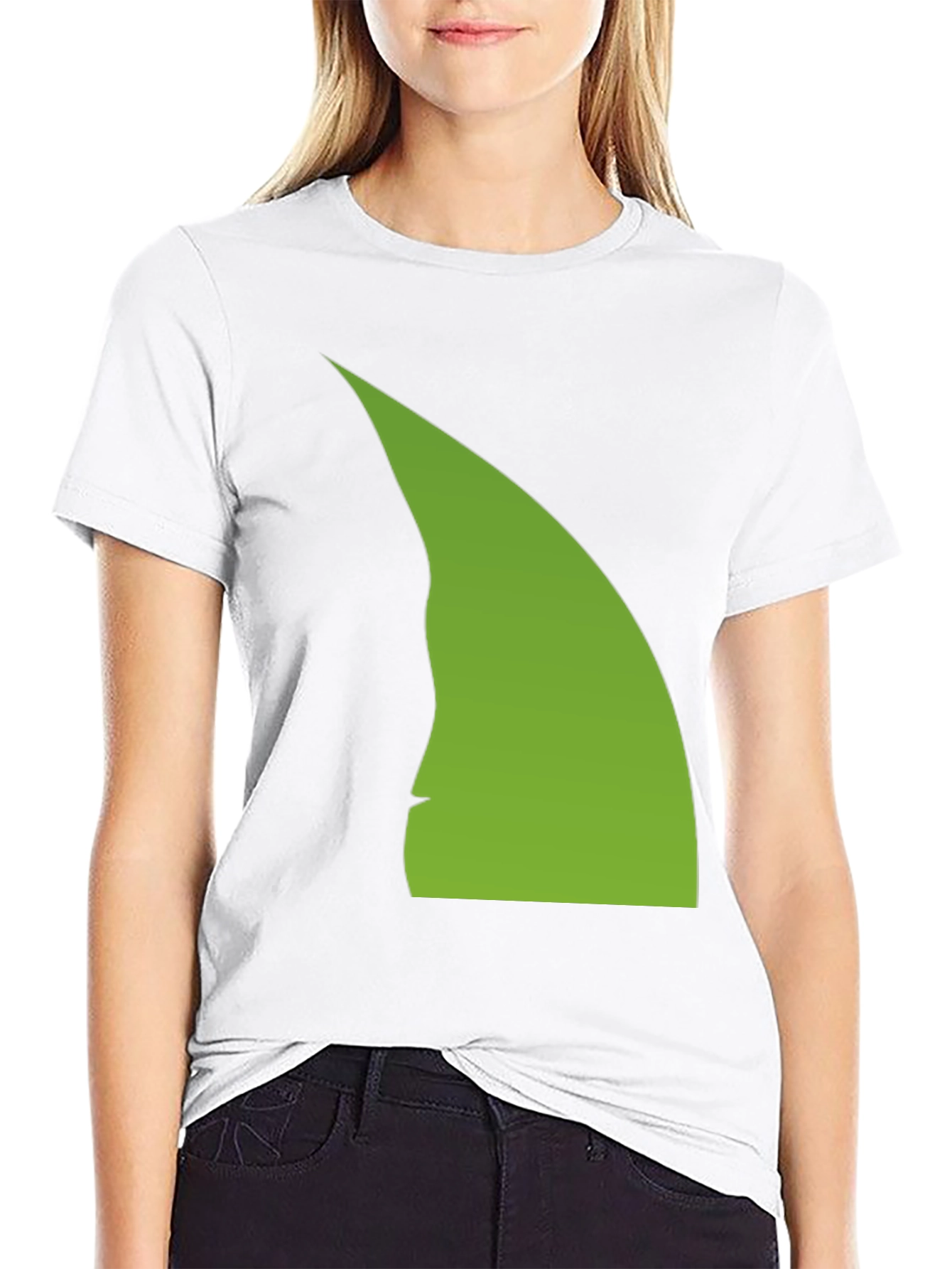 Abstract Green Silhouette on Black T-Shirt